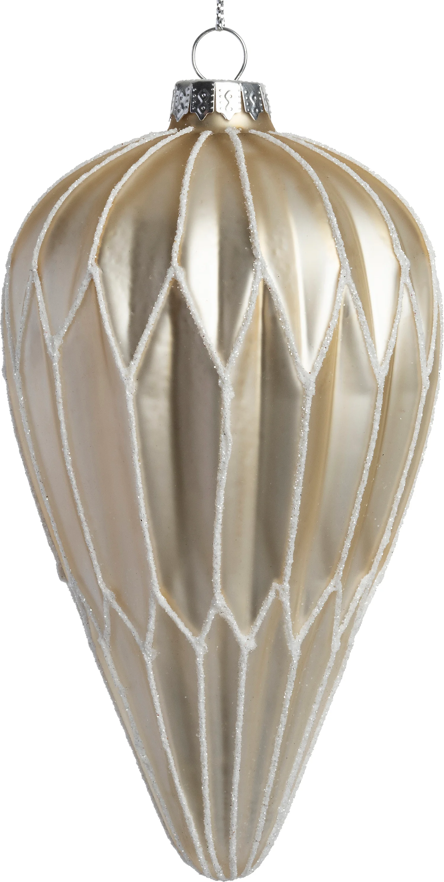 Intratuin kerstbal Scariff pegel crème D 7,5 H 14 cm