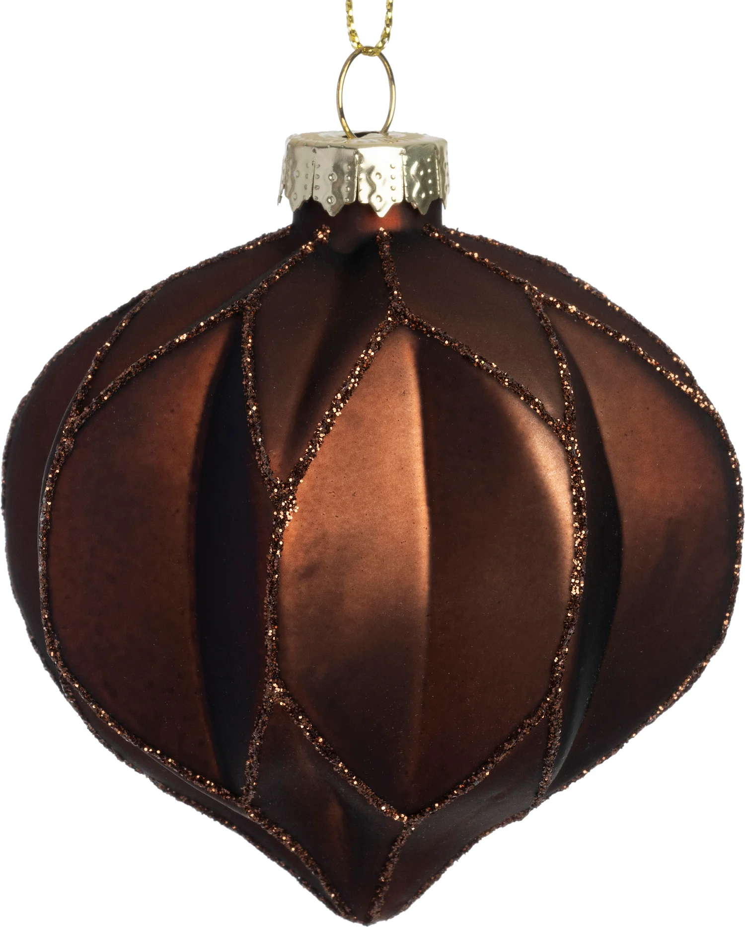 Intratuin kerstbal Scariff druppel bruin D 8 cm