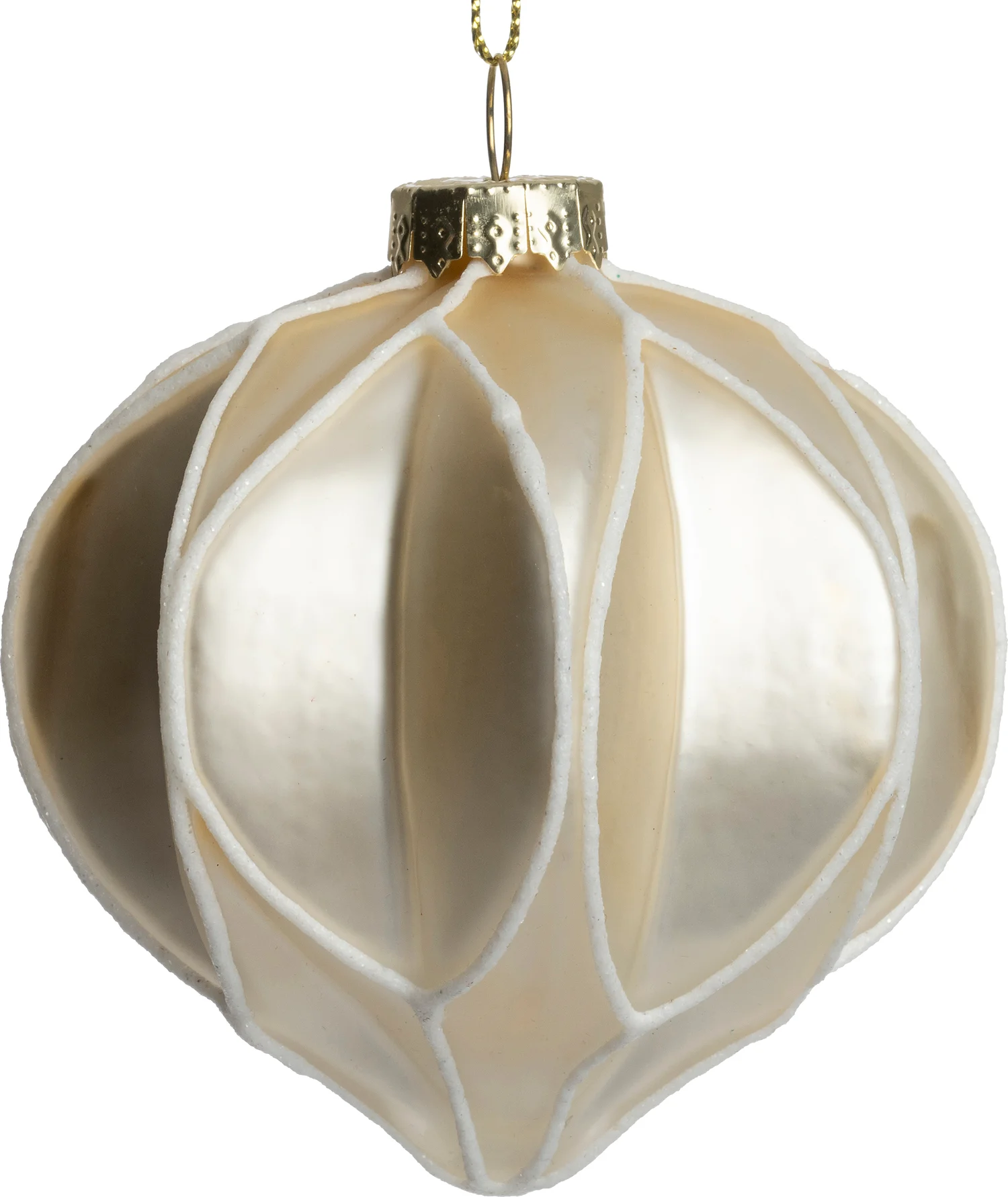 Intratuin kerstbal Scariff druppel crème D 8 cm