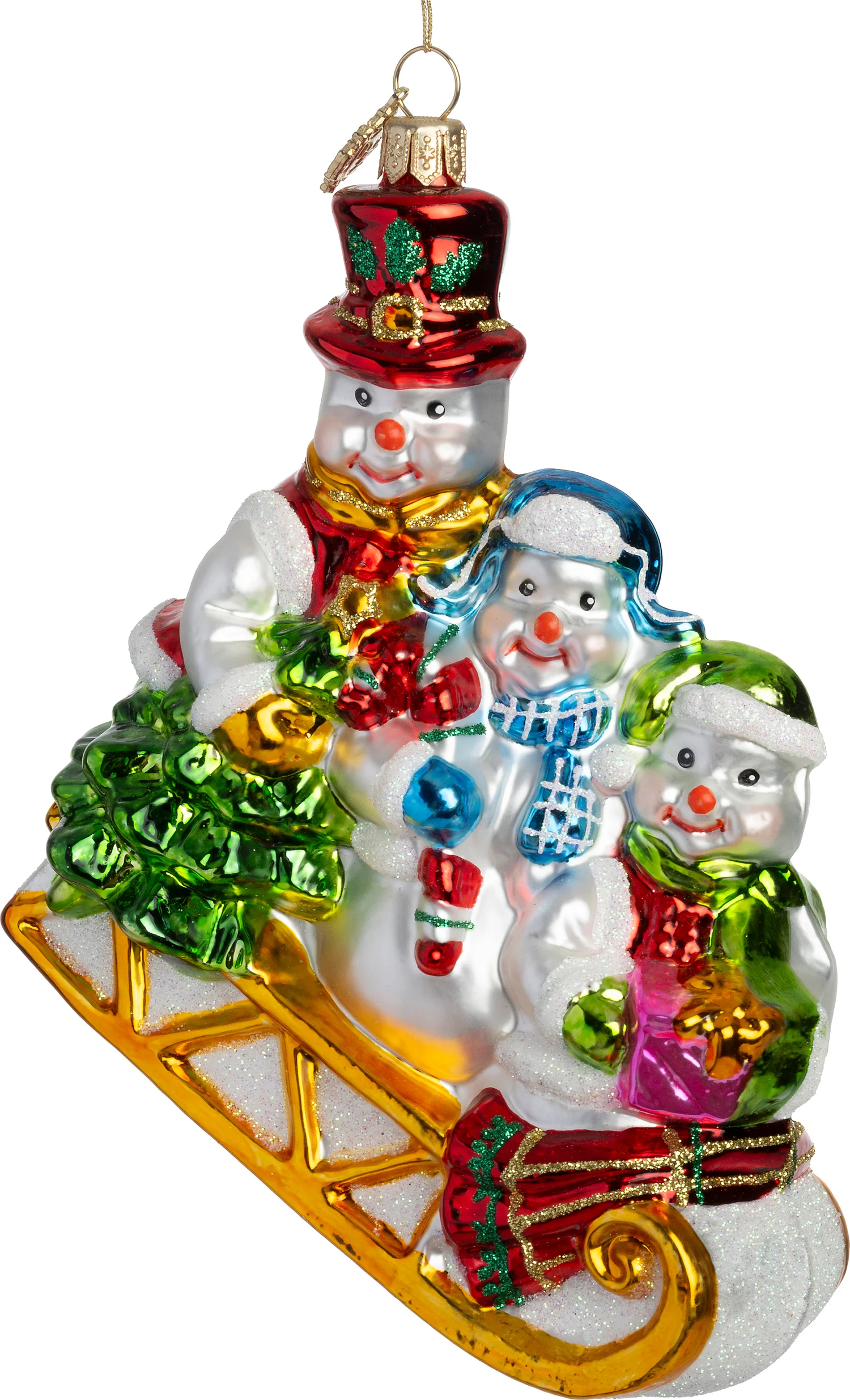 Intratuin kerst ornament sneeuwpop met slee 13 x 5 x 14 cm