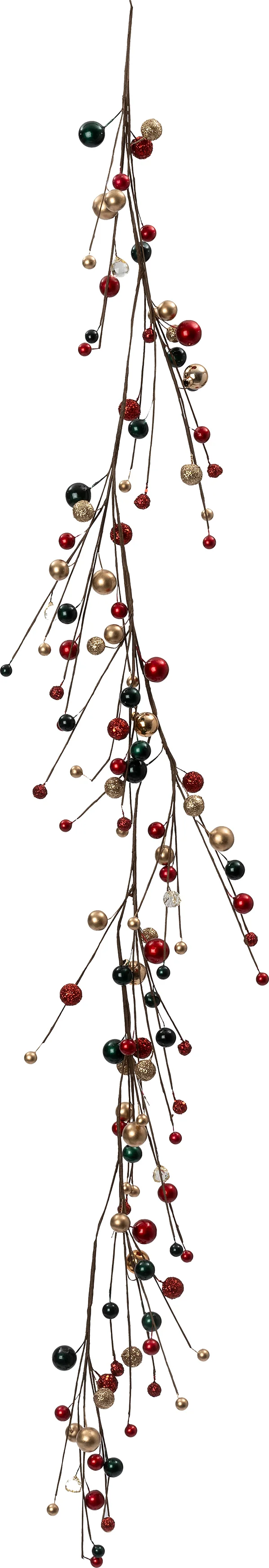Intratuin guirlande Elin rood / groen / goud bal 150 cm