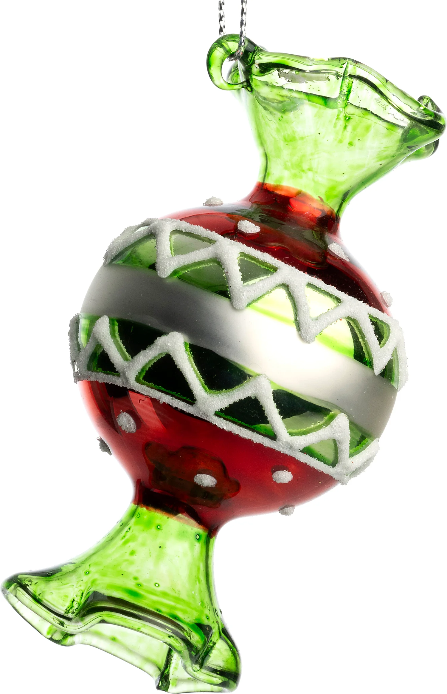 Intratuin kerst ornament snoep groen / rood 4 x 4 x 7,5 cm