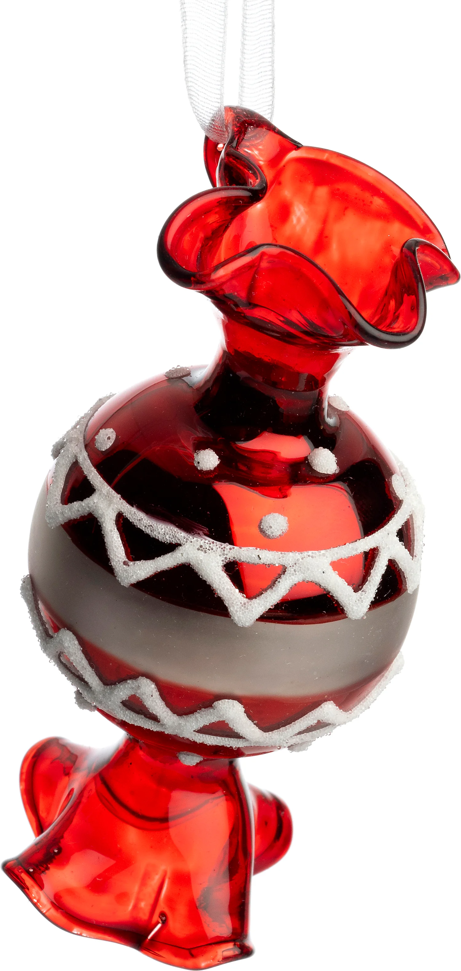 Intratuin kerst ornament snoep rood / wit 4 x 4 x 7,5 cm