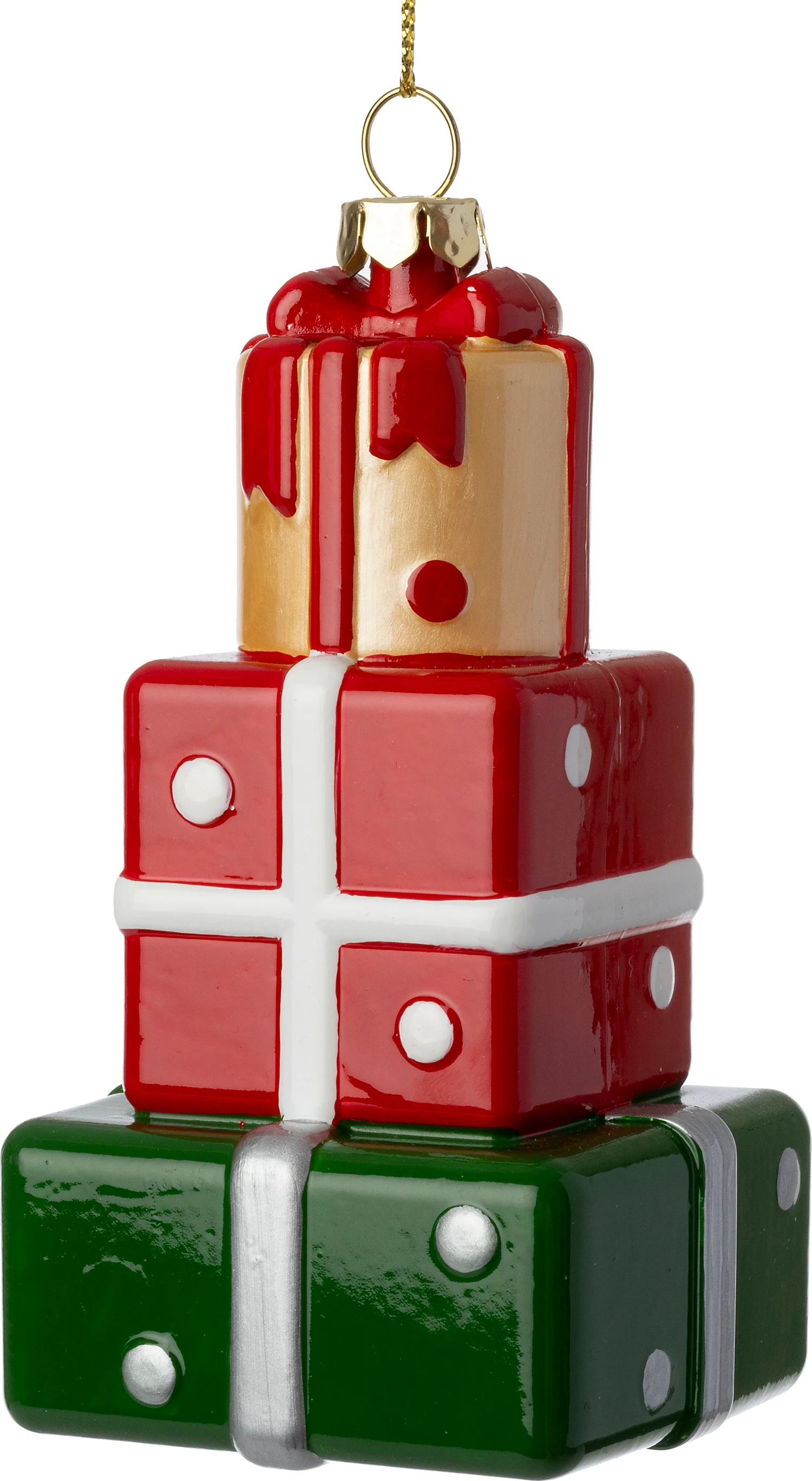Intratuin kerst ornament Jule cadeautjes rood / groen 6 x 6 x 11,2 cm