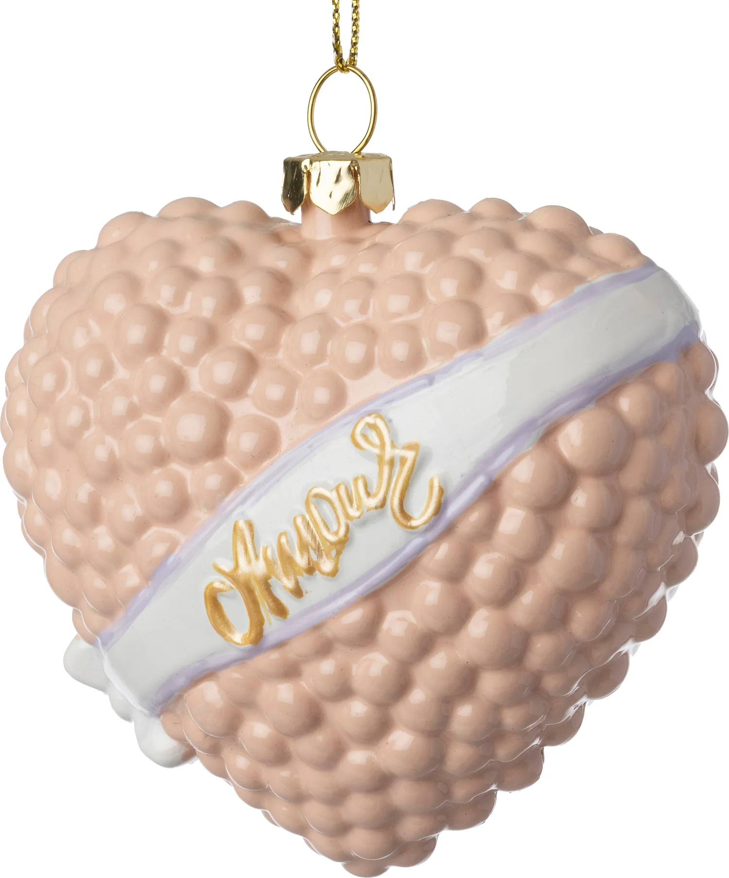 Intratuin kerst ornament Jule hart roze 9 x 5 x 8,5 cm