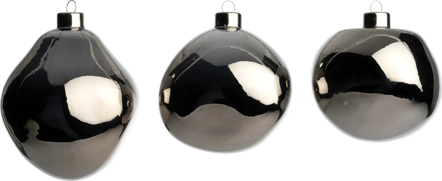 Intratuin kerstbal Trim antraciet glans D 10 cm 3 stuks
