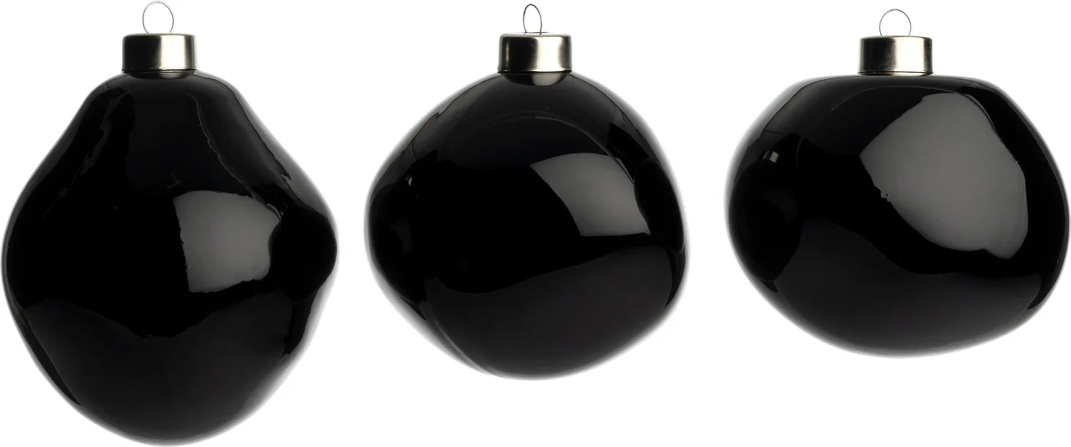 Intratuin kerstbal Trim zwart glans D 10 cm 3 stuks