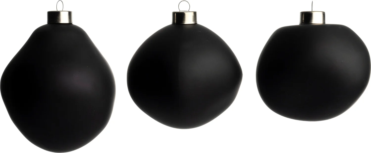 Intratuin kerstbal Trim zwart mat D 10 cm 3 stuks