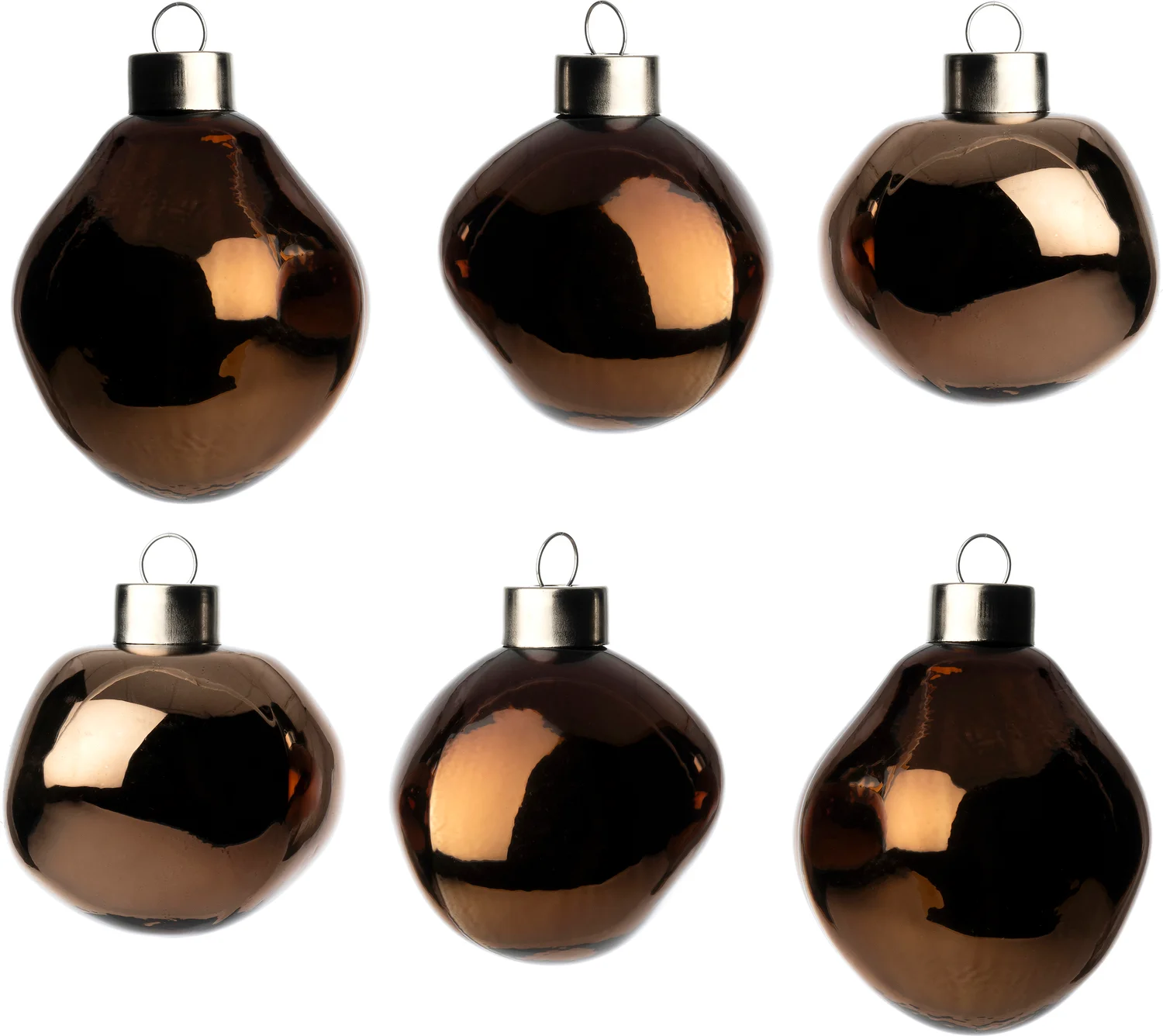Intratuin kerstbal Trim bruin glans D 6 cm 6 stuks