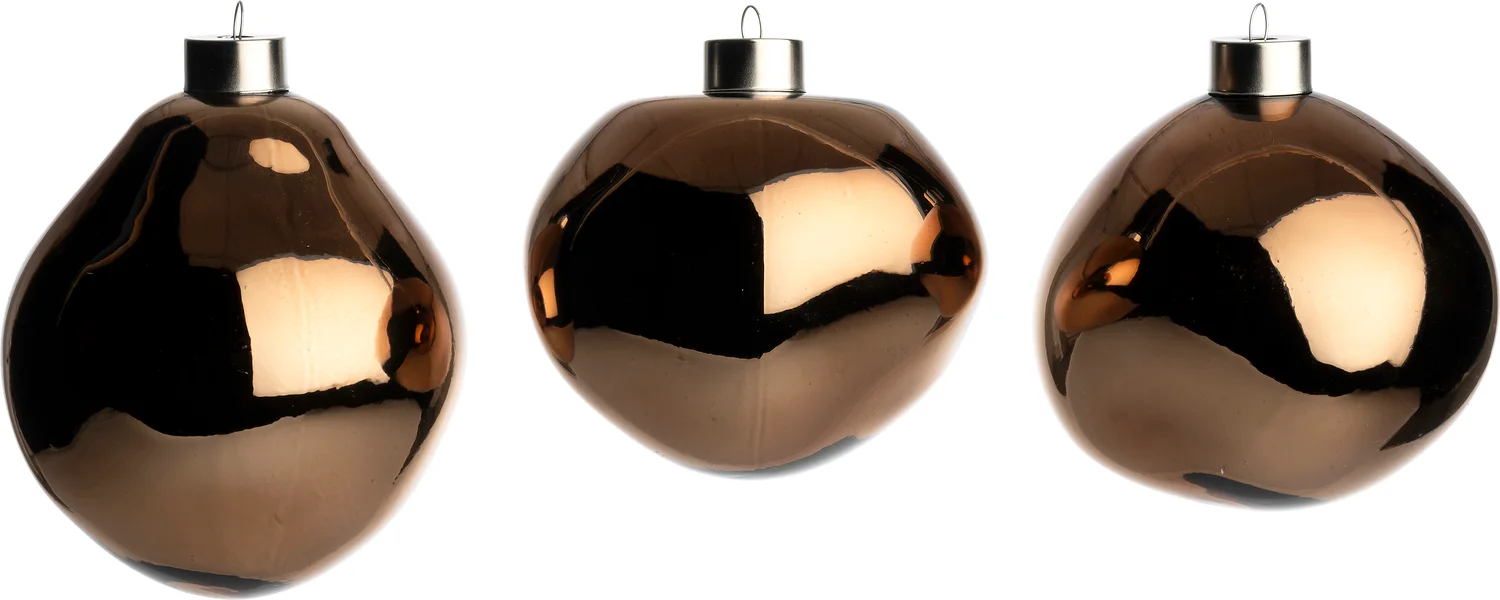 Intratuin kerstbal Trim bruin glans D 10 cm 3 stuks