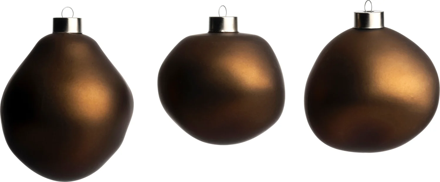 Intratuin kerstbal Trim bruin mat D 10 cm 3 stuks