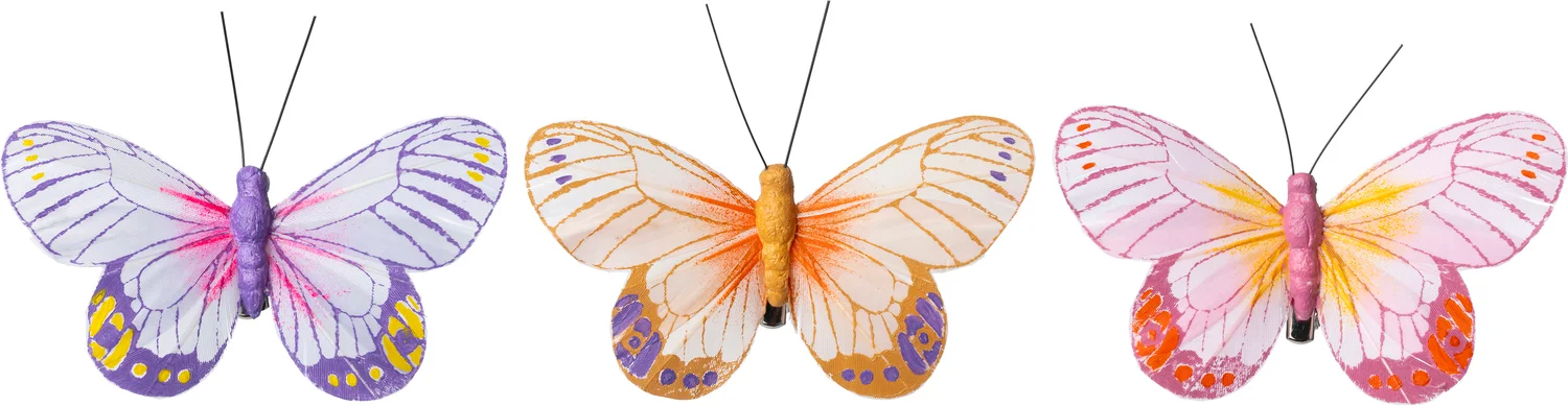 Intratuin paasclip vlinder roze / oranje / paars 5,5 x 8,5 x 1 cm 3 stuks