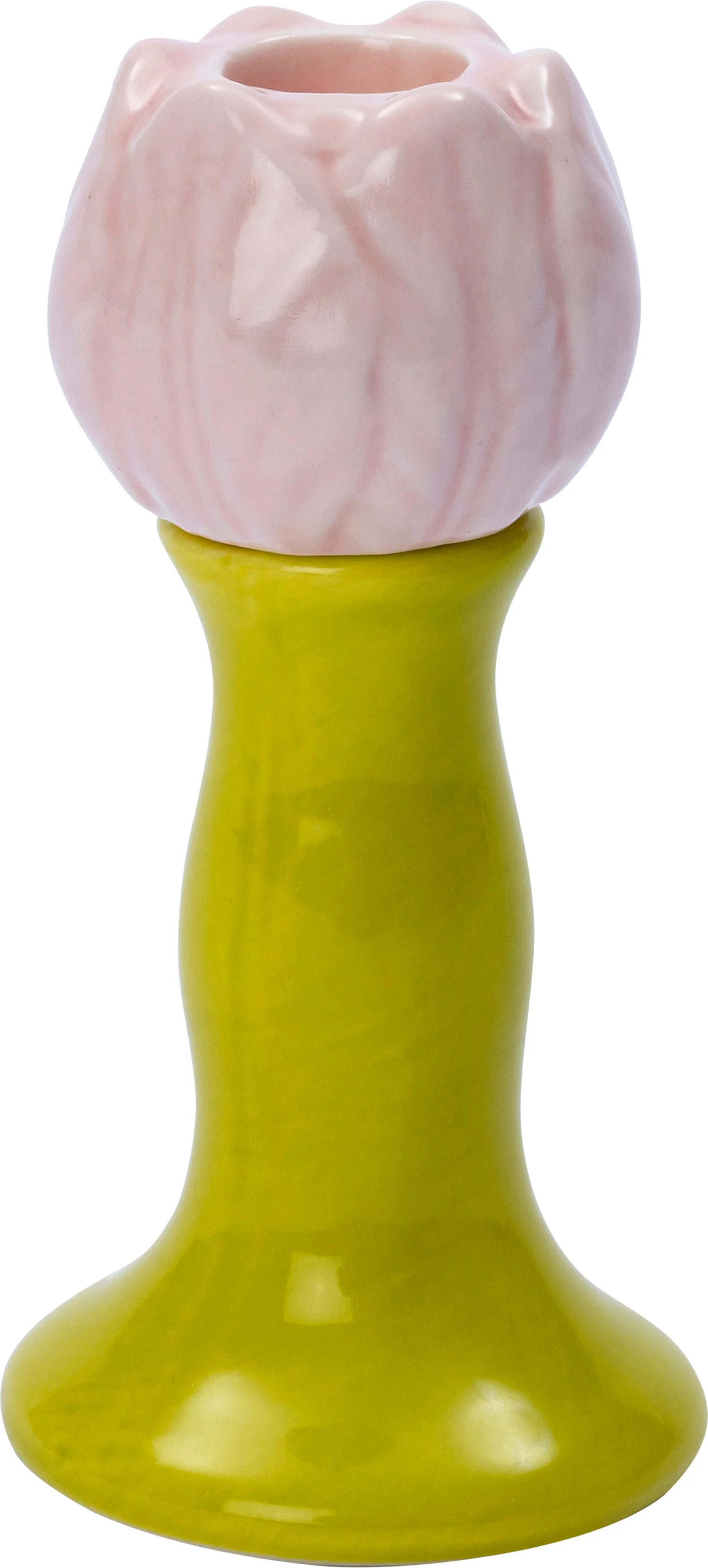 Intratuin kandelaar An roze / groen D 6,3 H 12,5 cm