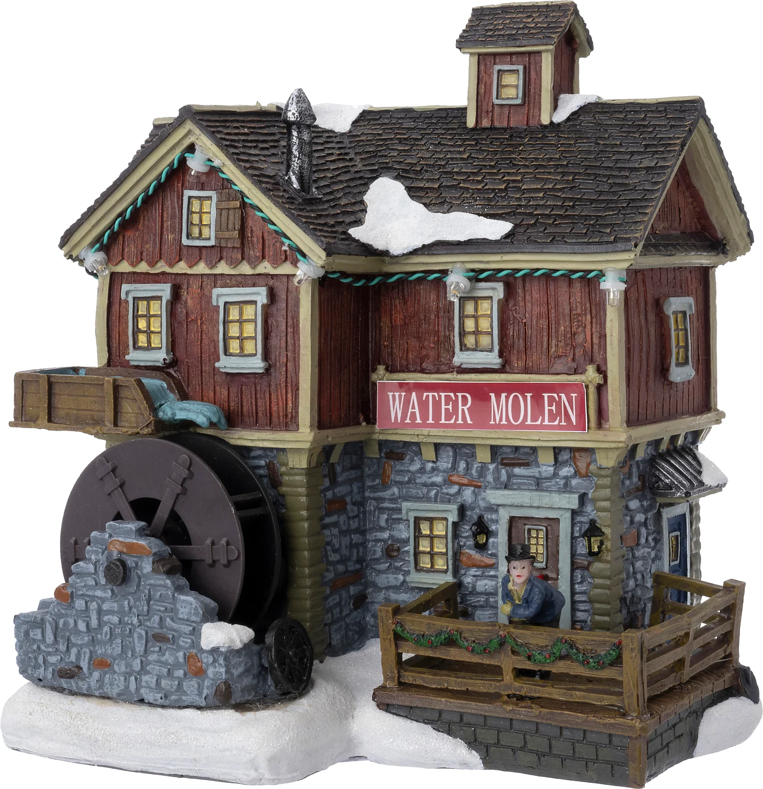 Intratuin kersthuisje watermolen 19 x 14,5 x 19 cm