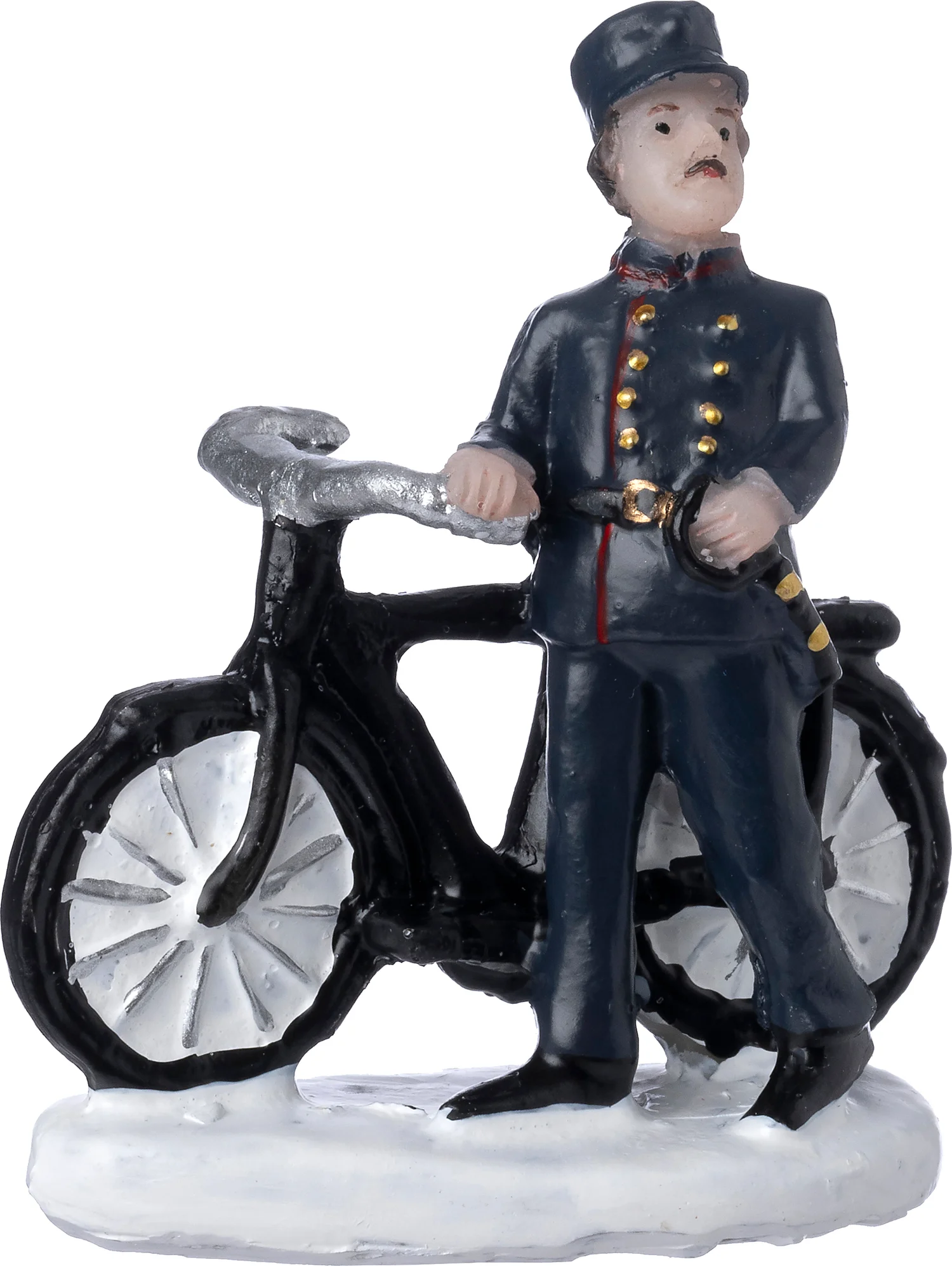 Intratuin Holland kerstdorpminiatuur politieman met fiets 9 x 4,3 x 14 cm