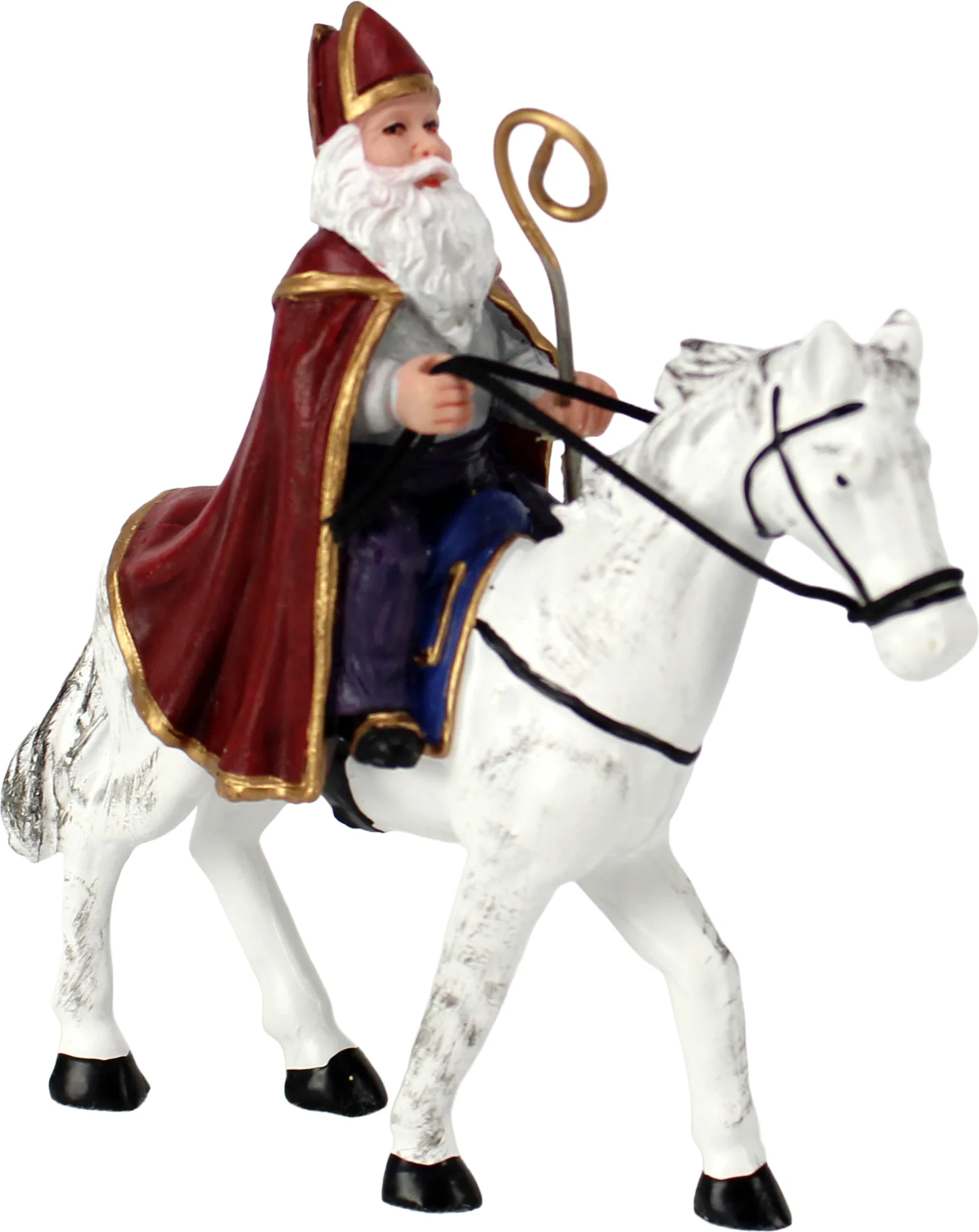 Intratuin Holland kerstdorpminiatuur sinterklaas op paard 11,5 x 5 x 14,5 cm