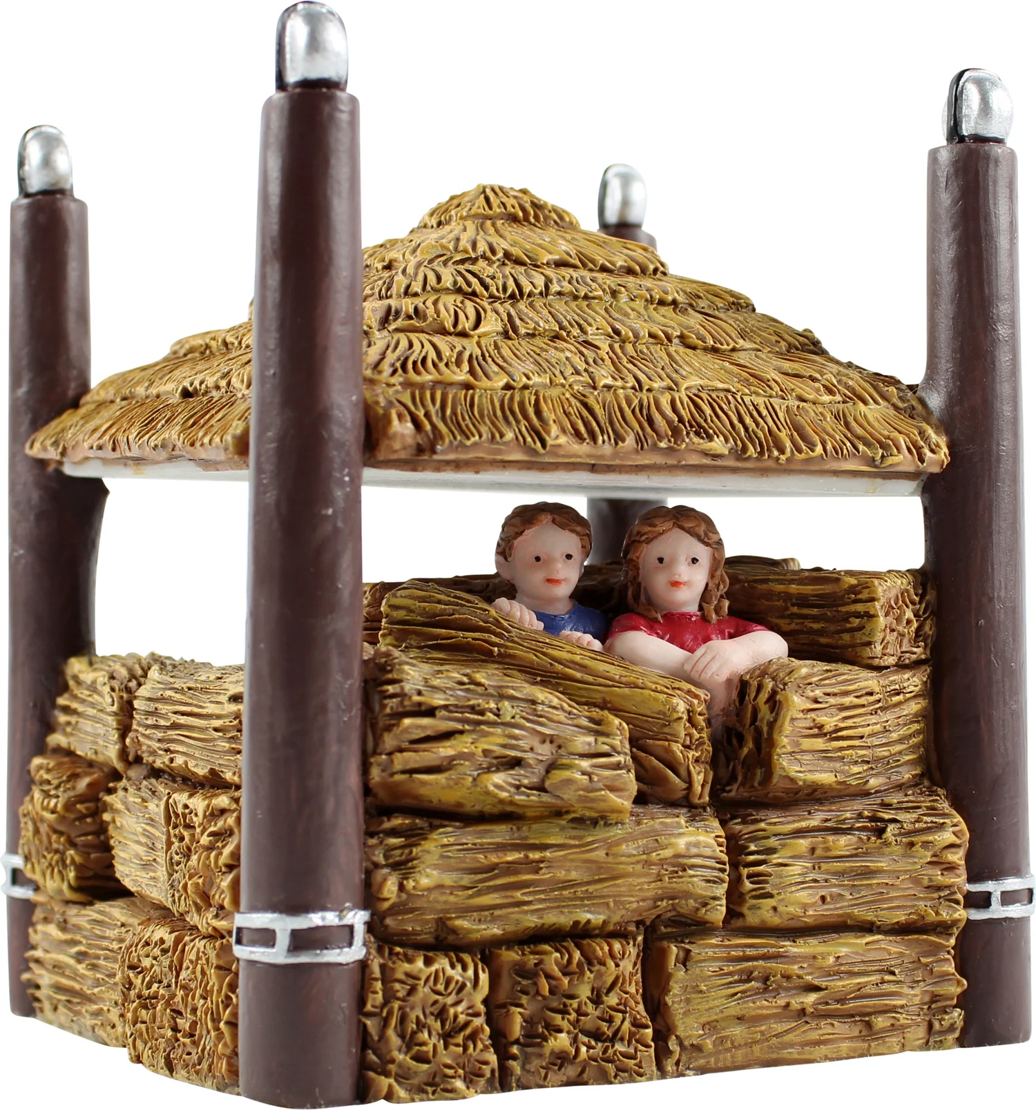 Intratuin Holland kerstdorpminiatuur verstoppen in hooiberg 13,5 x 13,5 x 15,5 cm
