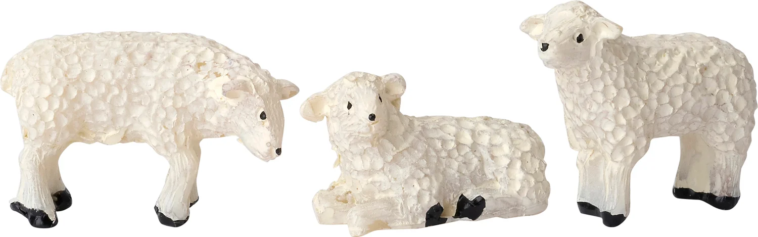 Intratuin Holland kerstdorpminiatuur schapen 9 x 4,3 x 14 cm 3-delige set