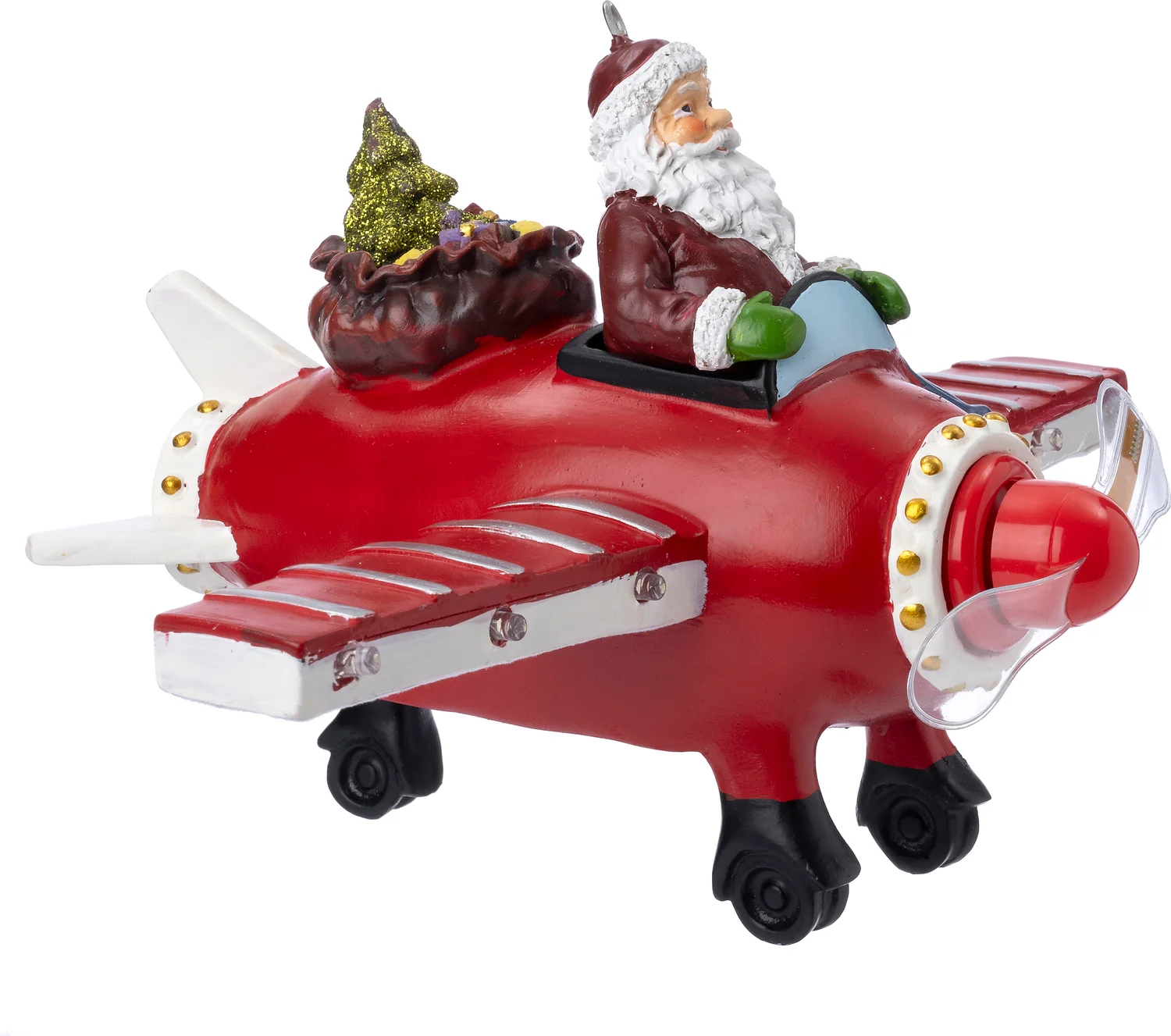 Intratuin kerstfiguur vliegtuig rood / wit 27,5 x 21 x 16 cm