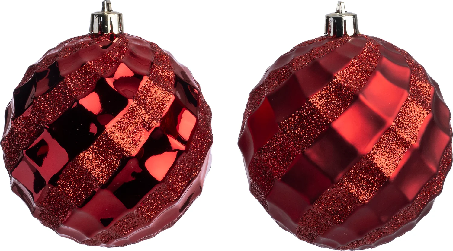 Intratuin kerstbal rood reliëf D 10 cm 2 stuks