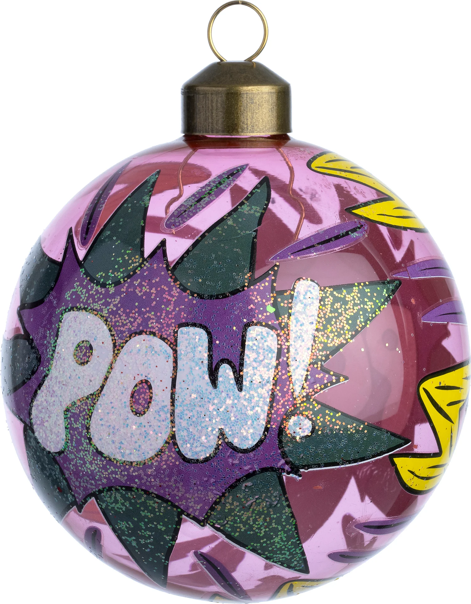 Intratuin kerstbal Pow paars / groen D 8 cm