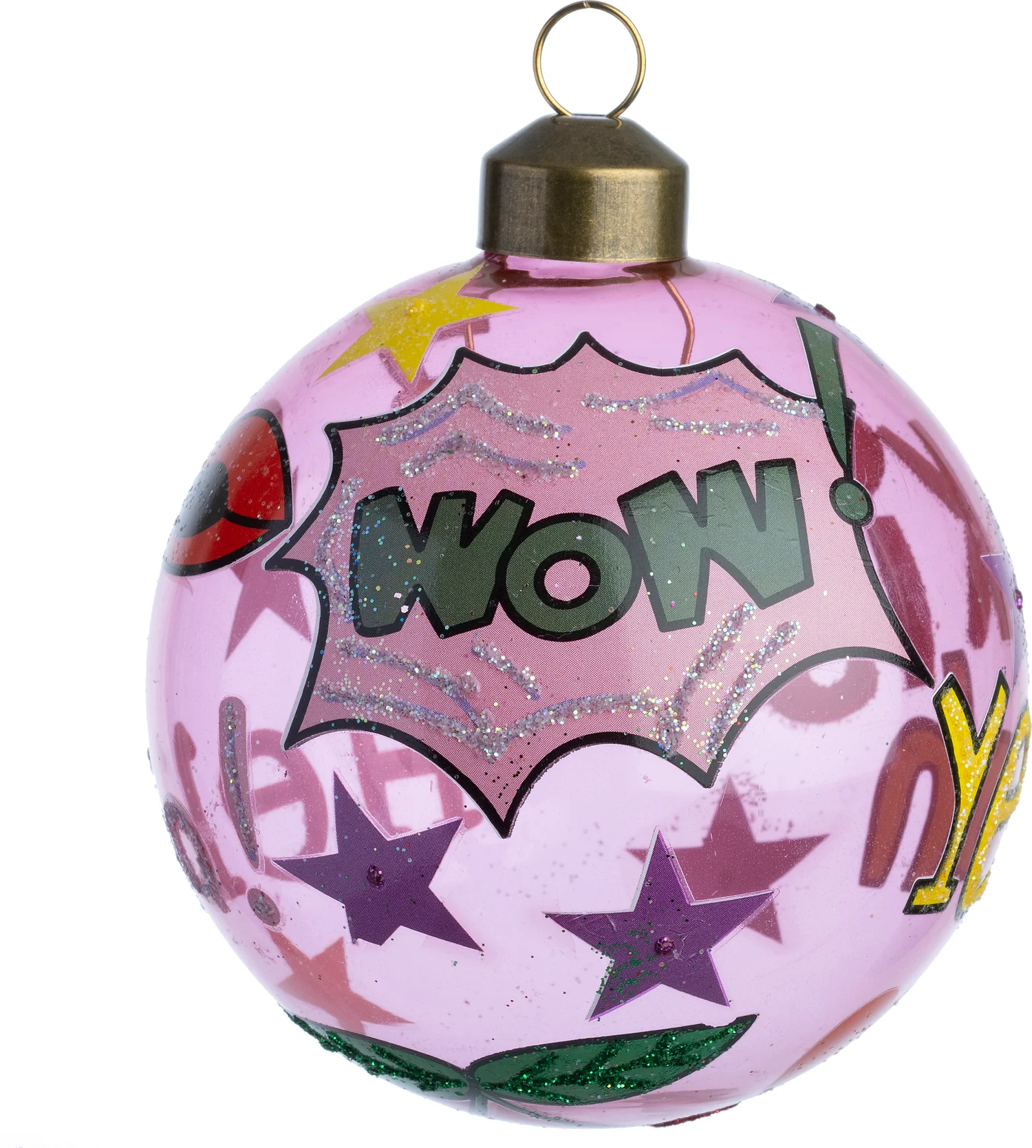 Intratuin kerstbal Pow roze / groen D 8 cm