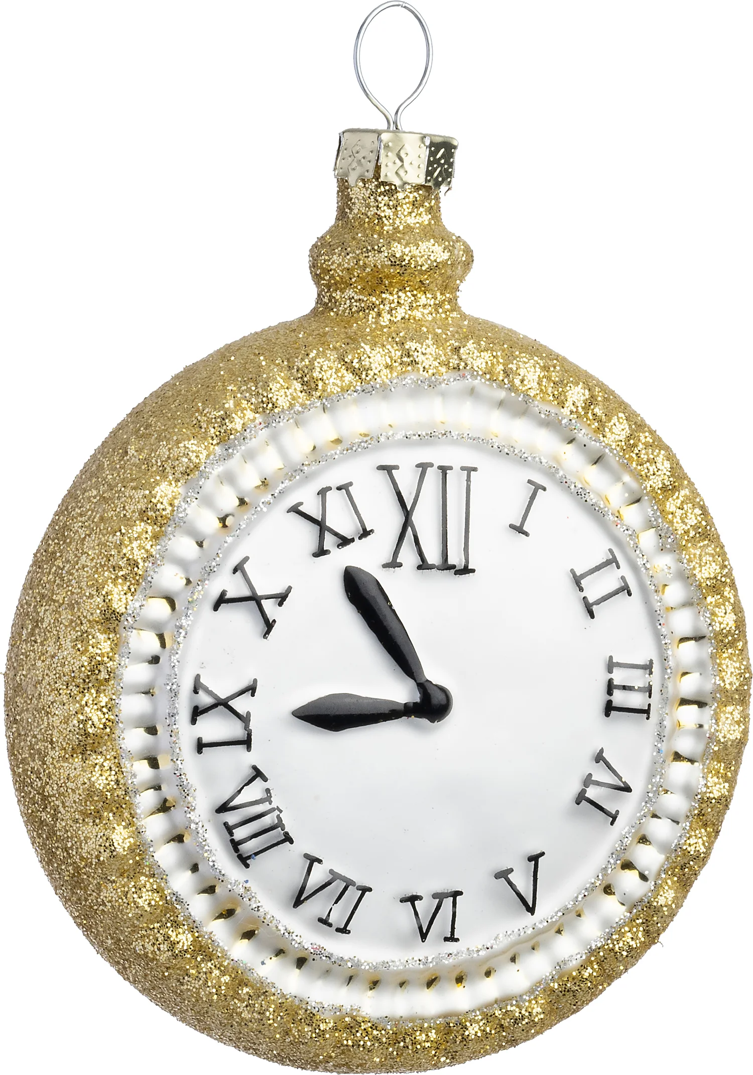 Intratuin kerst ornament klok goud / wit 7,8 x 3,1 x 9,1 cm