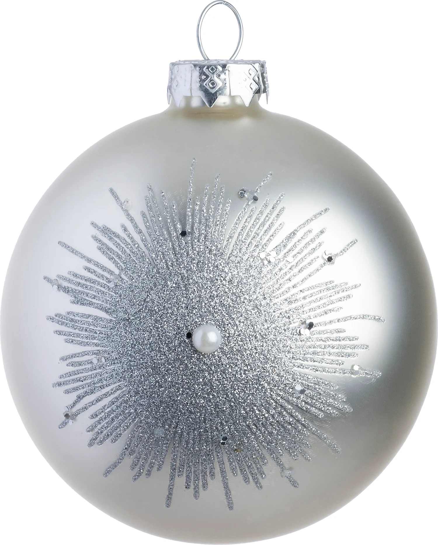 Intratuin kerstbal Wallace zilver bloem D 8 cm