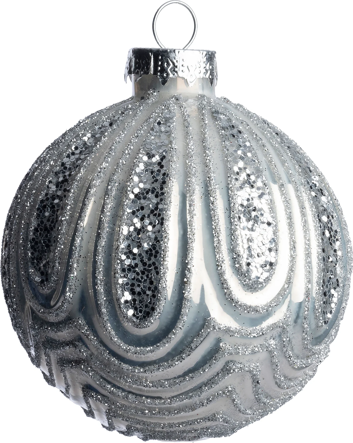 Intratuin kerstbal Wallace zilver reliëf D 8 cm