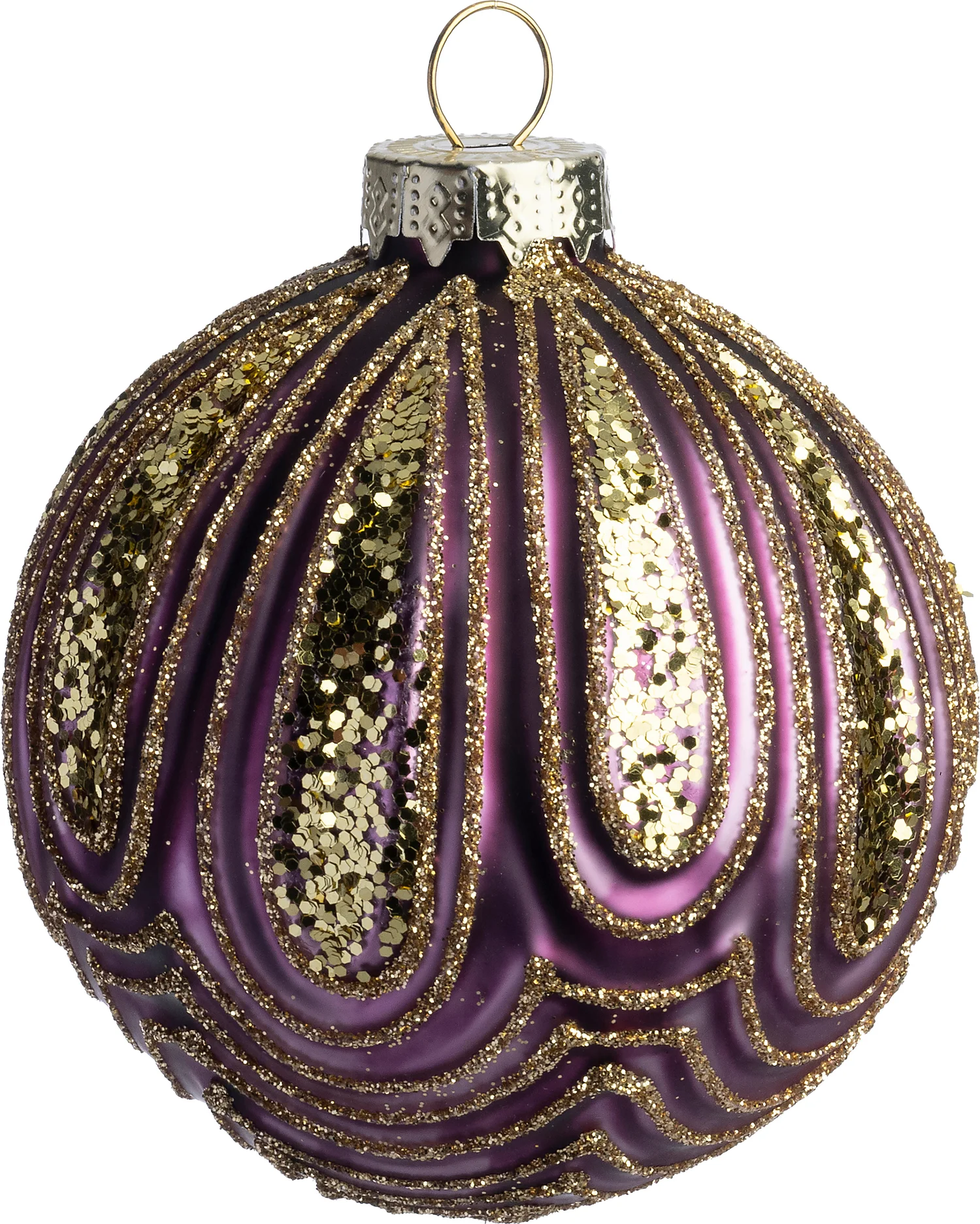 Intratuin kerstbal Wallace paars reliëf D 8 cm
