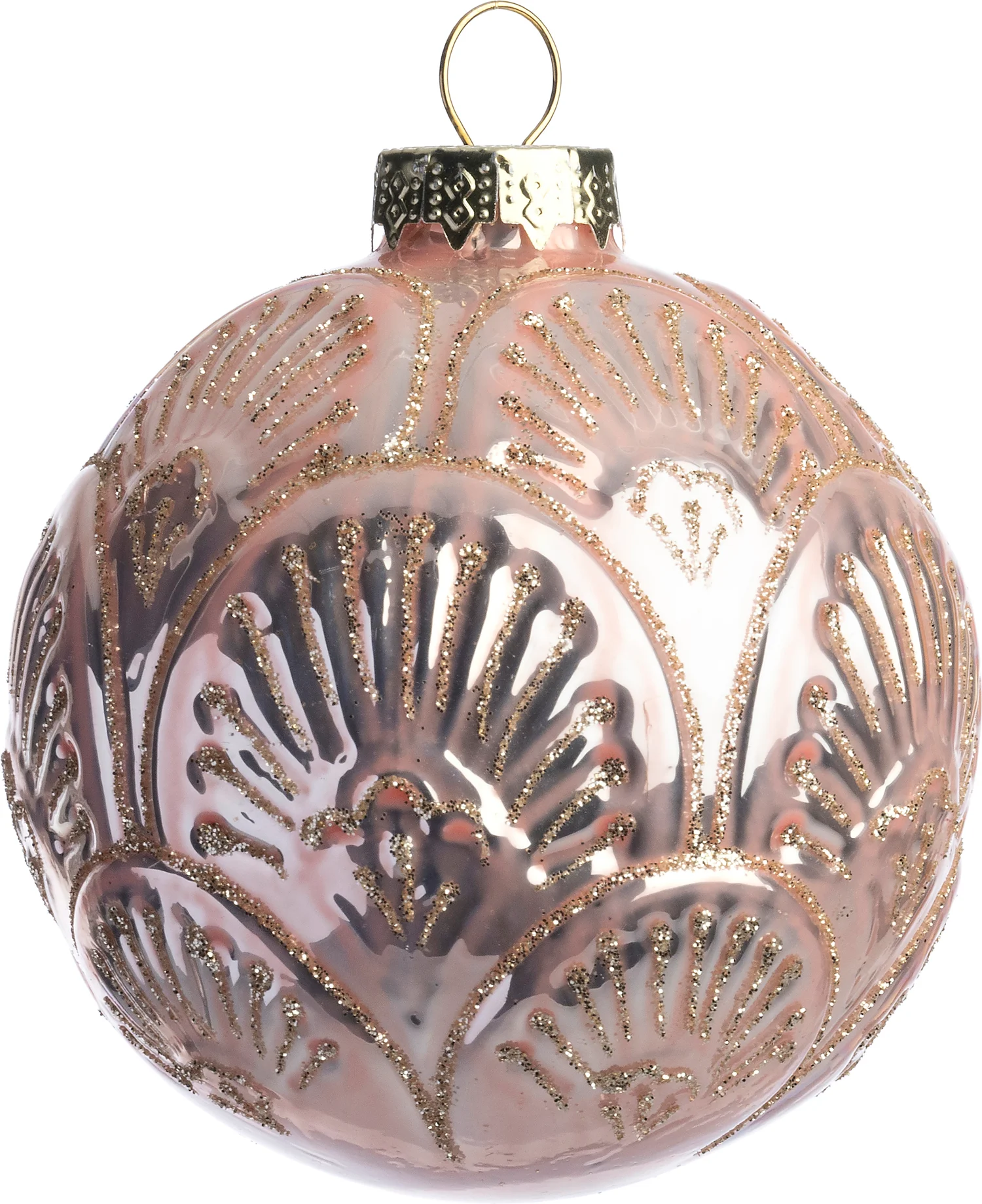 Intratuin kerstbal Wallace roze reliëf D 8 cm