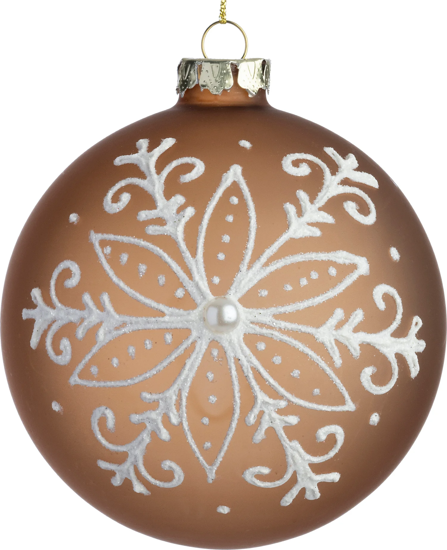 Intratuin kerstbal Tirna bruin / wit D 10 cm
