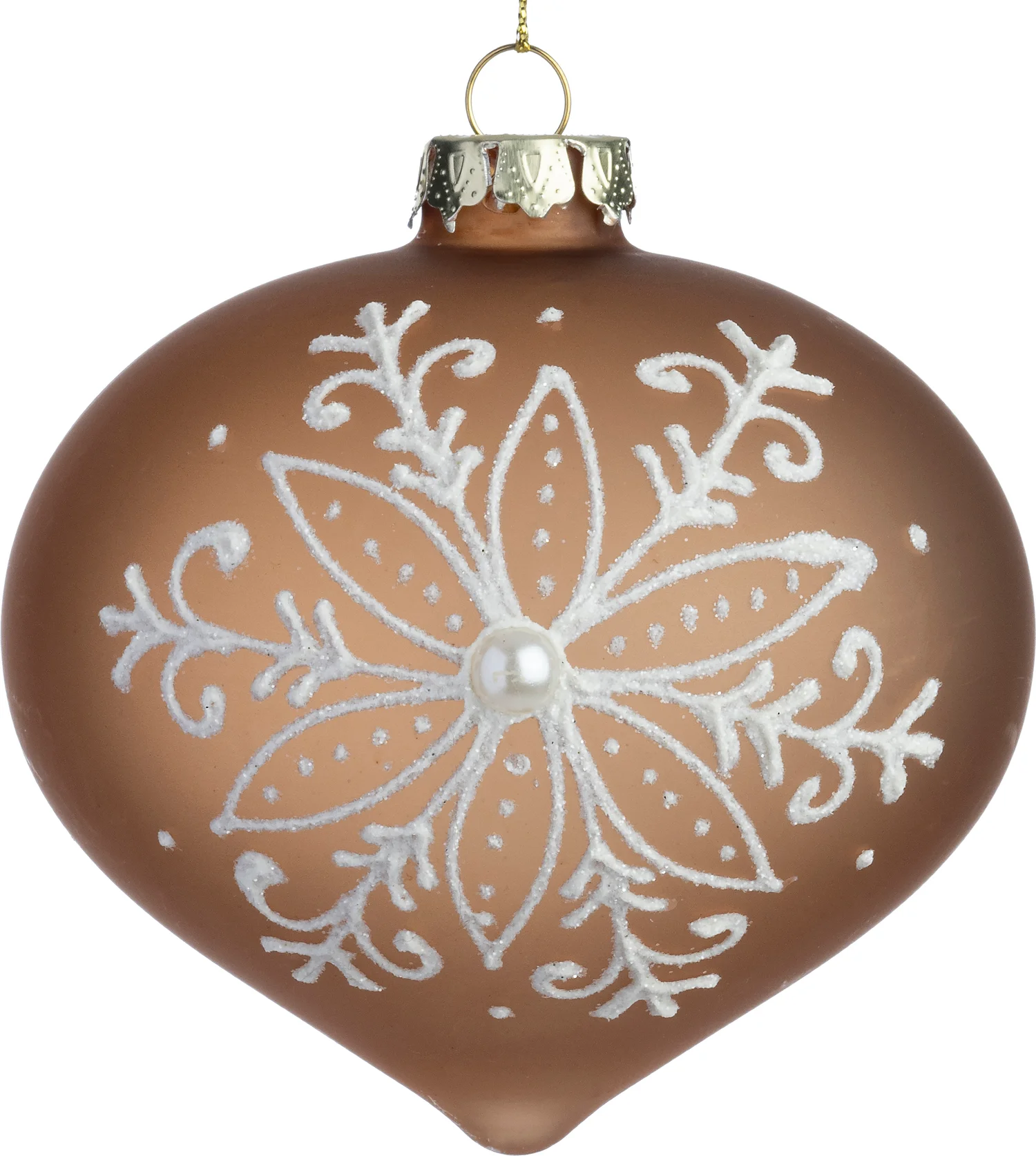 Intratuin kerstbal Tirna bruin / wit ui D 10 cm