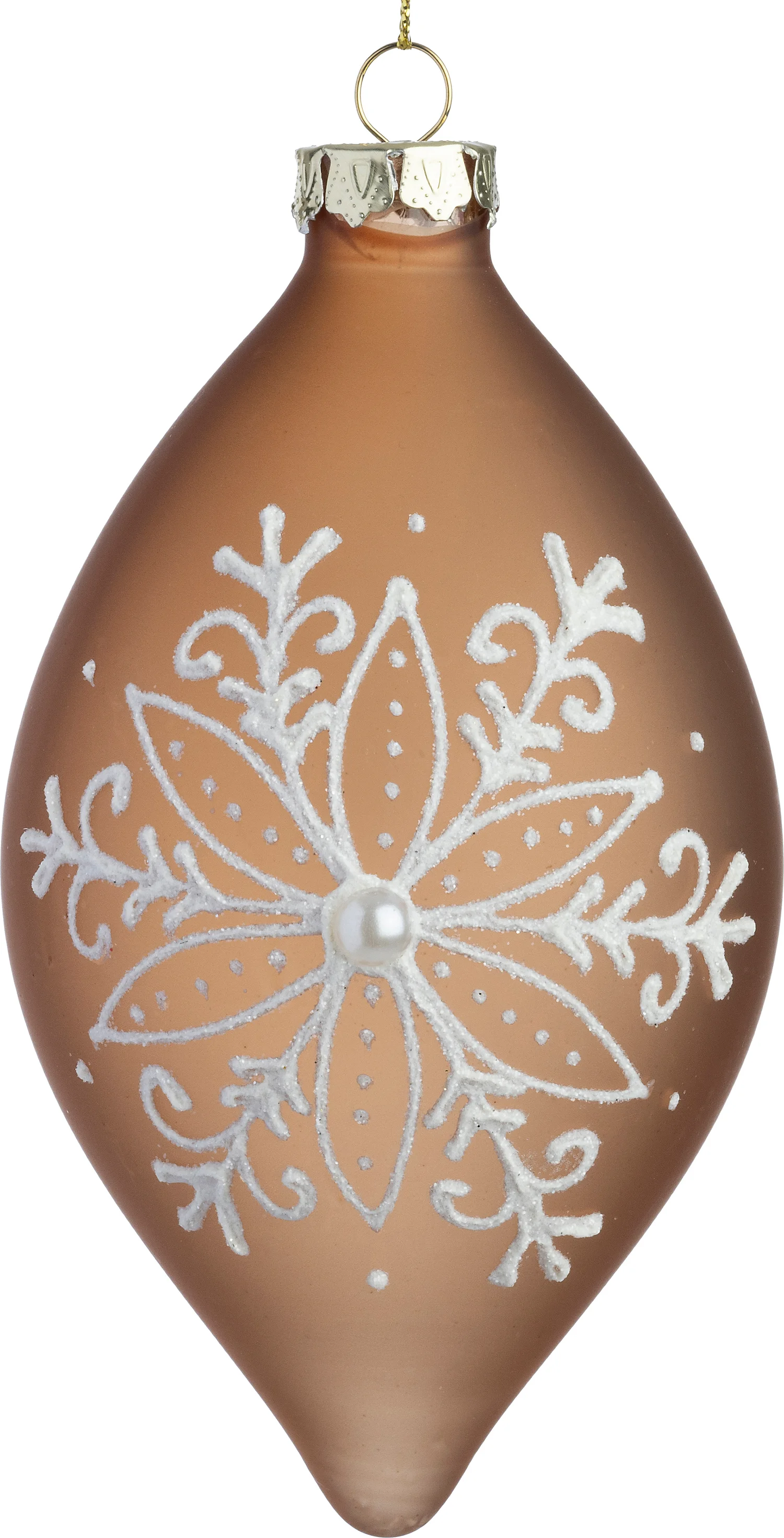 Intratuin kerstbal Tirna bruin / wit D 8 H 15 cm