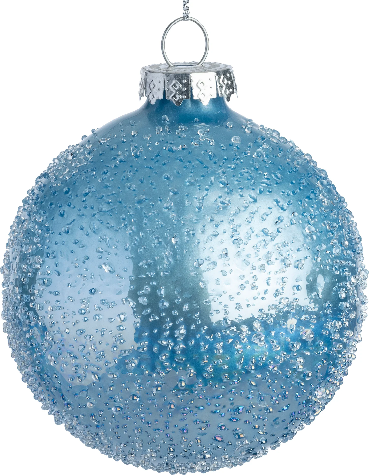 Intratuin kerstbal Sheena blauw reliëf D 8 cm