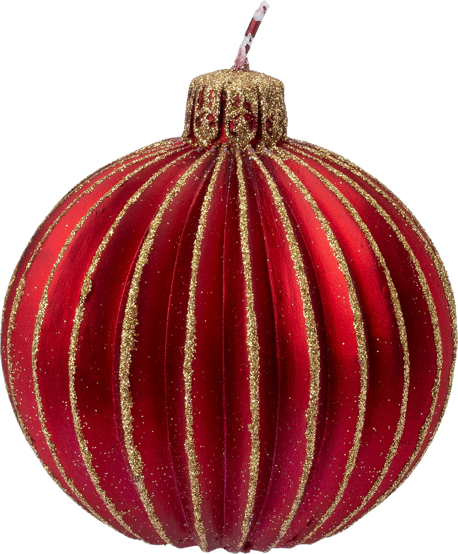 Intratuin bolkaars kerstbal rood / goud 17 uur D 7,5 H 9 cm