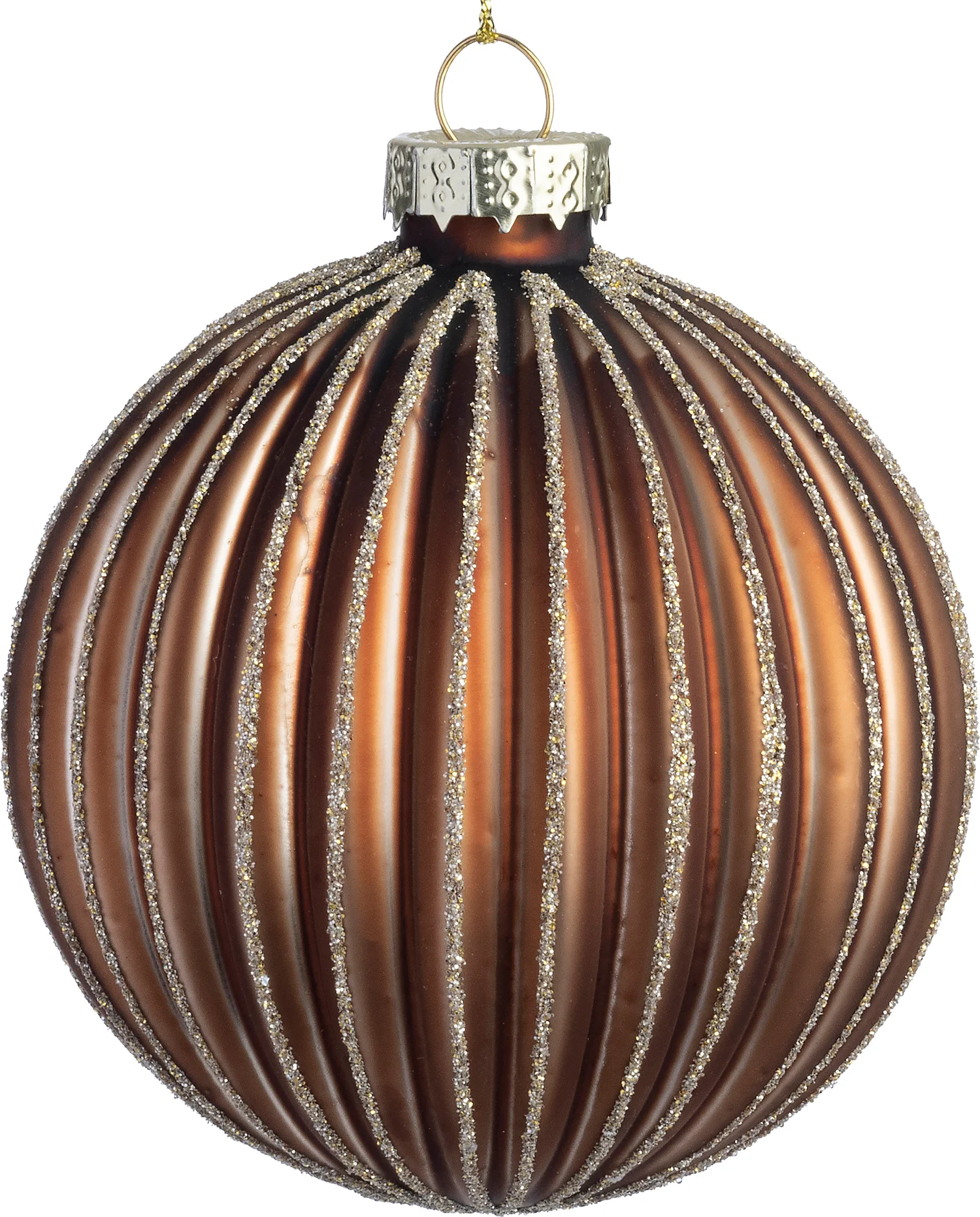 Intratuin kerstbal Moy bruin mat streep D 8 cm