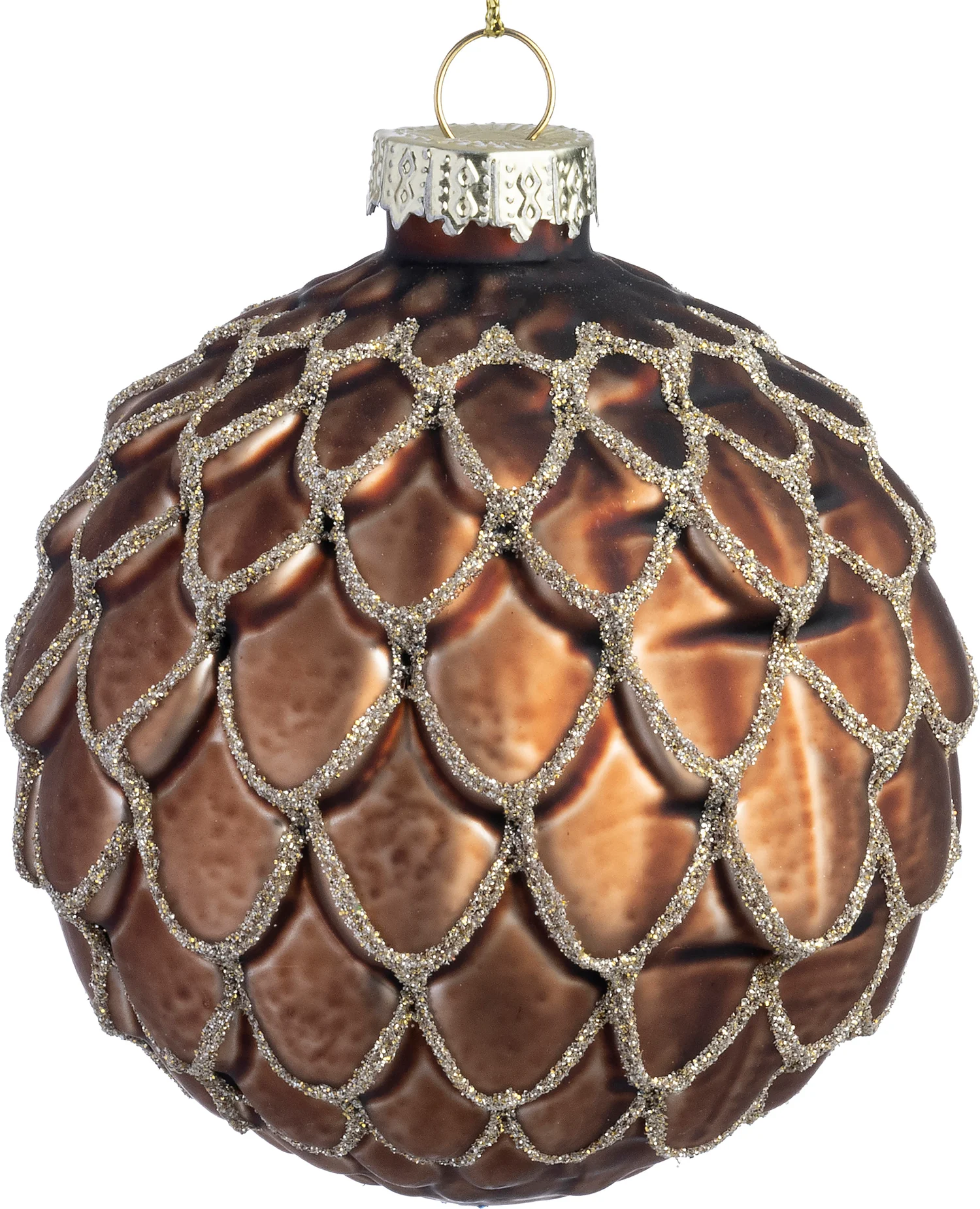 Intratuin kerstbal Moy bruin mat schulp D 8 cm