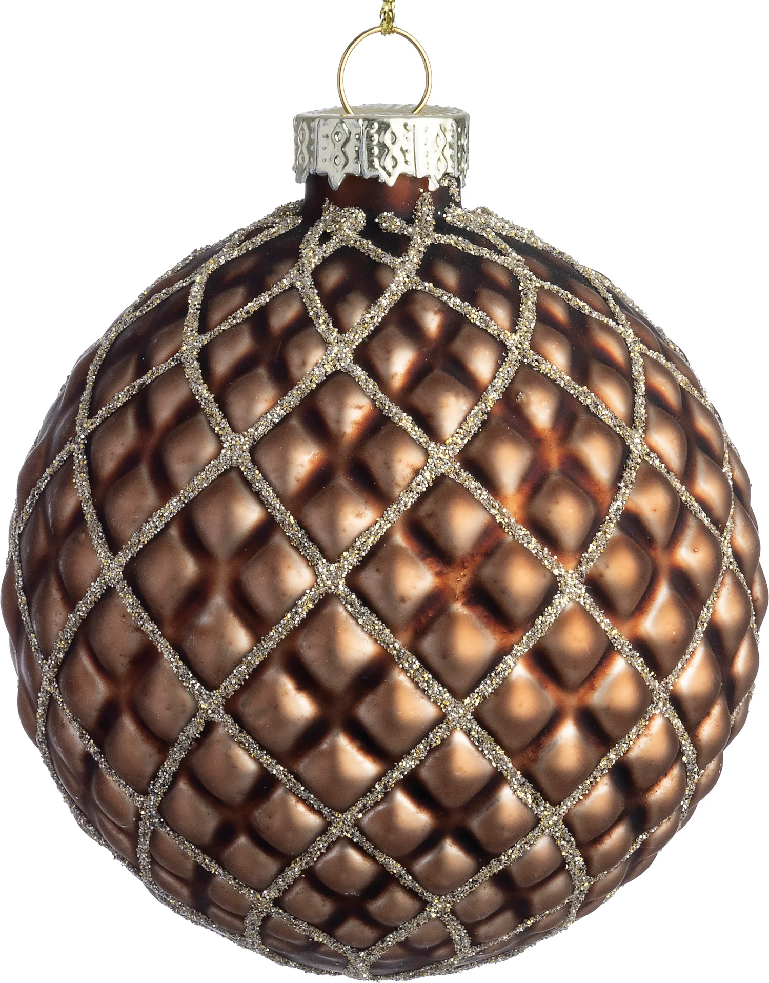 Intratuin kerstbal Moy bruin mat ruit D 8 cm