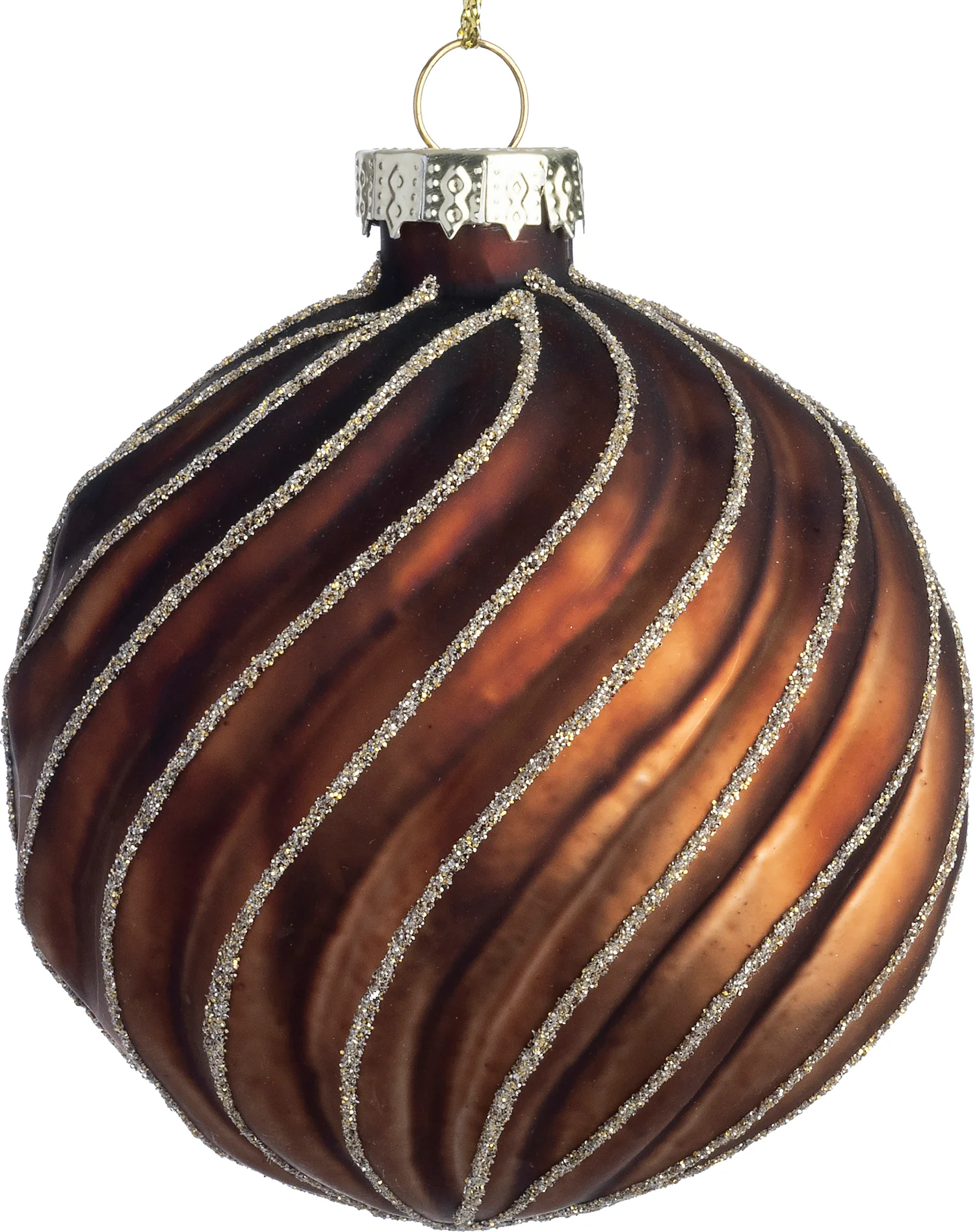 Intratuin kerstbal Moy bruin mat swirl D 8 cm