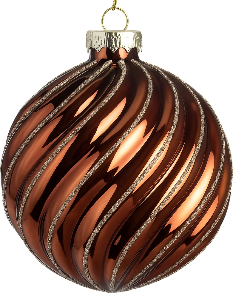 Intratuin kerstbal Moy bruin glanzend swirl D 8 cm