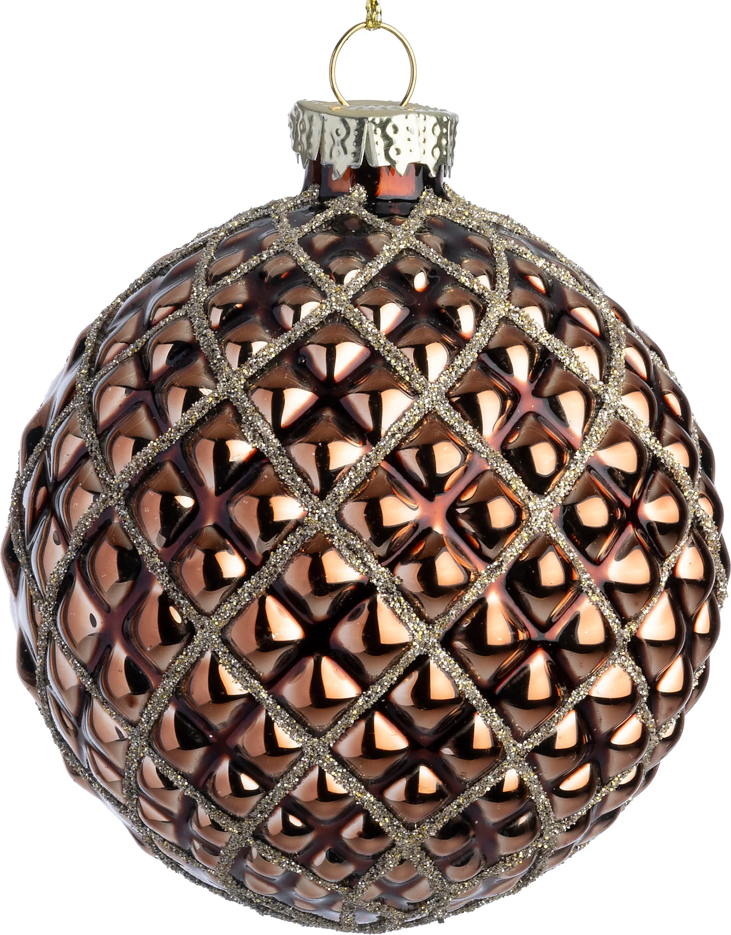 Intratuin kerstbal Moy bruin glanzend ruit D 8 cm