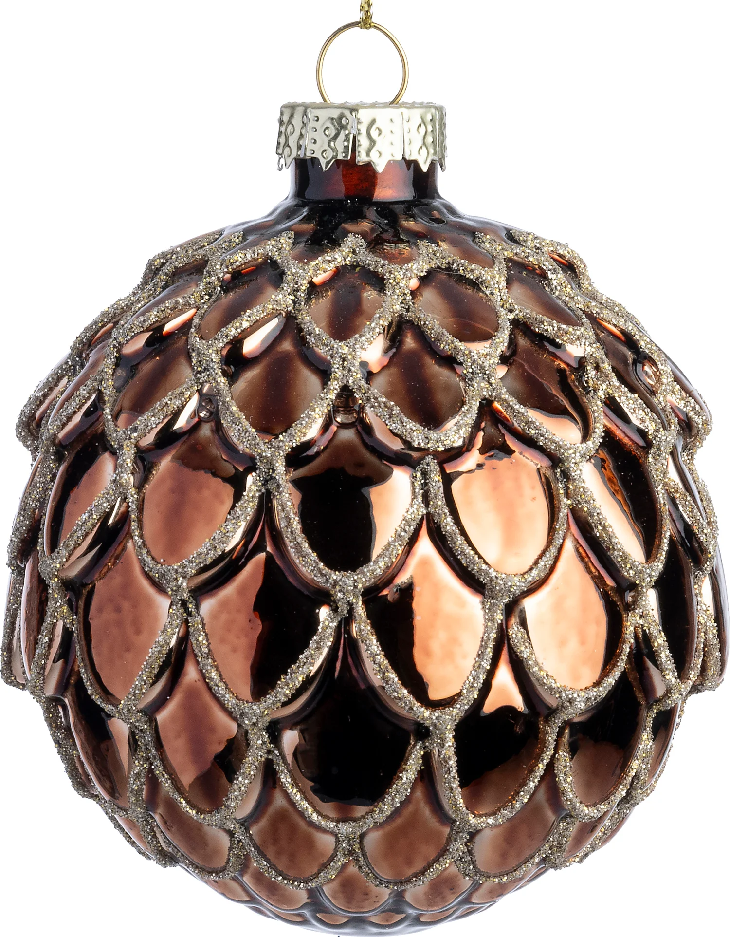 Intratuin kerstbal Moy bruin glanzend schulp D 8 cm