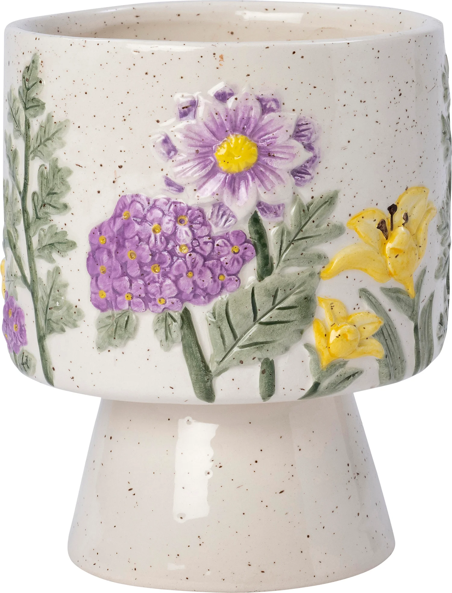 Intratuin bloempot Agra crème / paars / geel D 12 H 15 cm