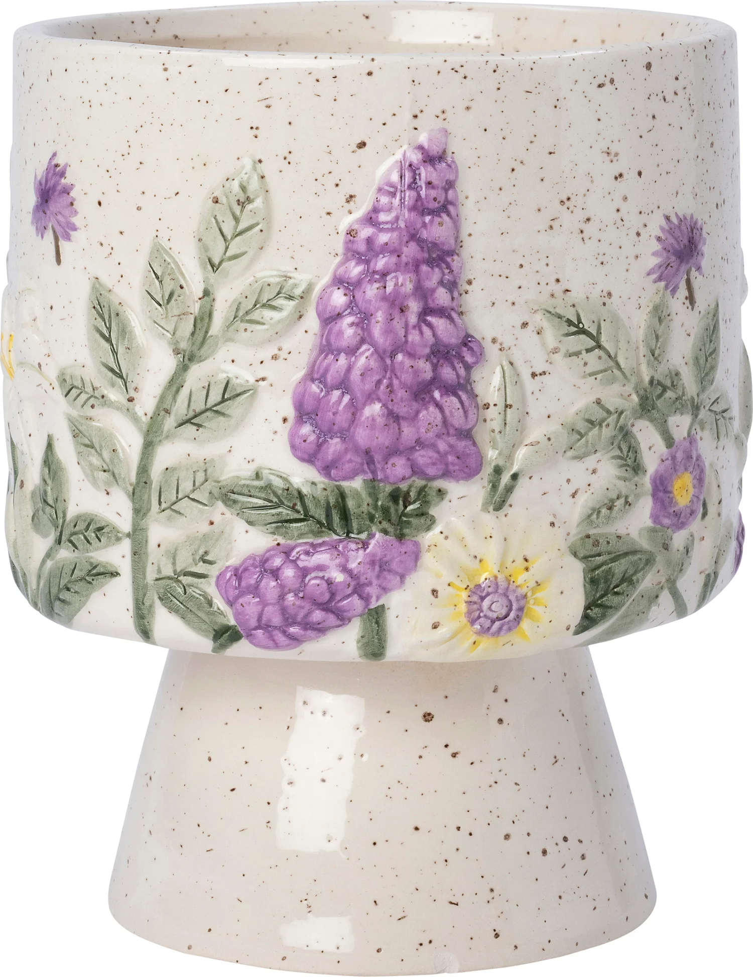 Intratuin bloempot Agra crème / paars / wit D 12 H 15 cm