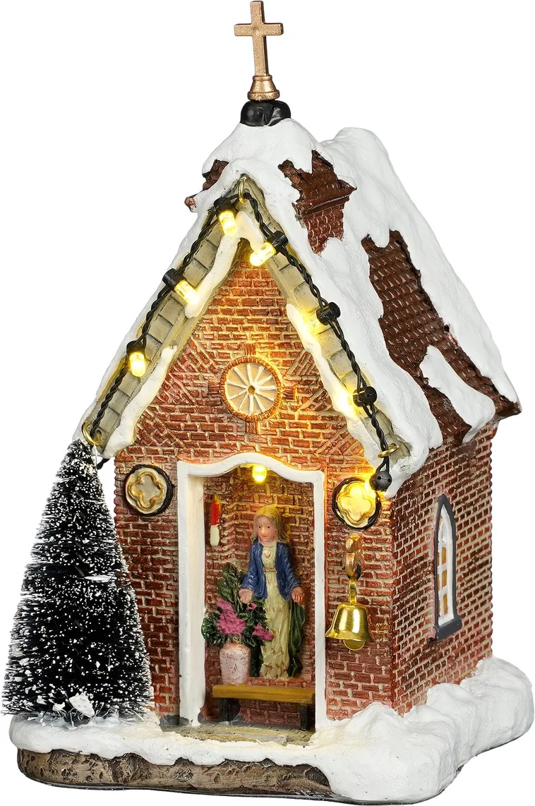 Luville Schneewald kersthuisje chapel with maria (kapel met maria) 10 x 9,5 x 17 cm