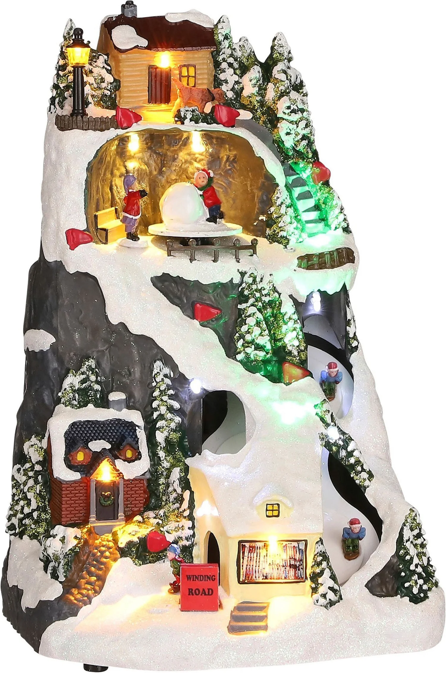 Luville Specials kerstdorp ski scenery (skiën van berg) 20 x 18 x 30 cm