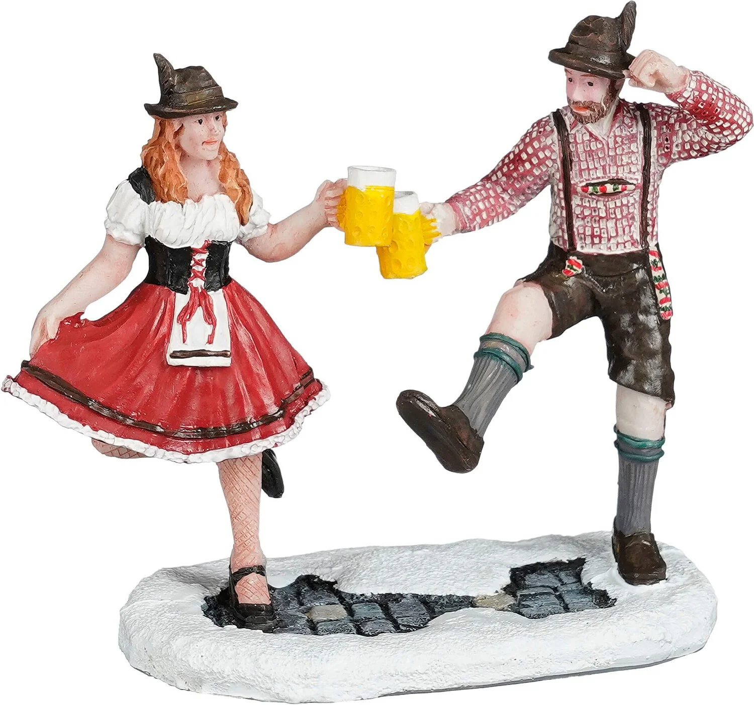 Luville Schneewald kerstdorpminiatuur toasting mand and woman (mensen proosten) 9 x 4 x 7,5 cm