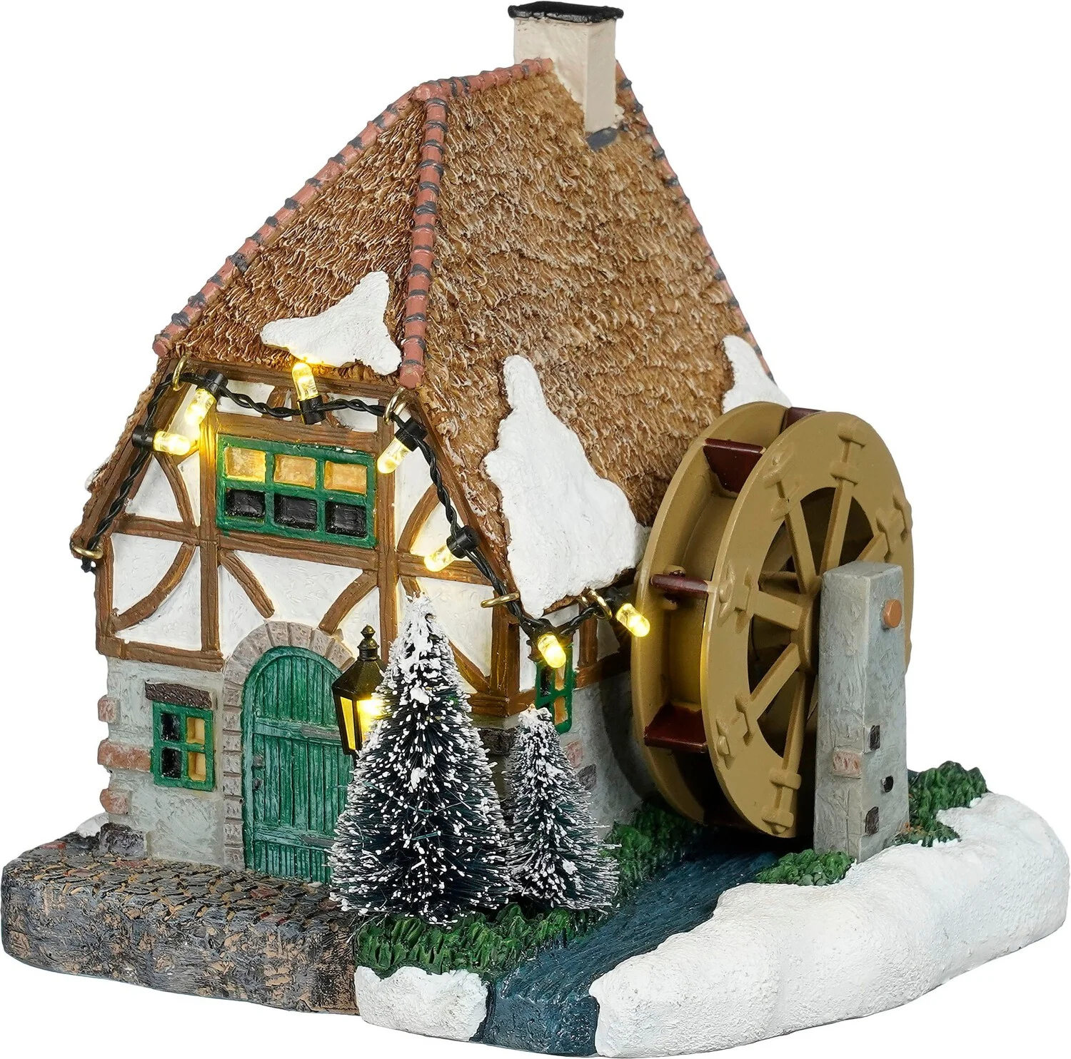 Luville Ville de Reidy kersthuisje waterwheel house (watermolen) 14,5 x 12 x 14,5 cm