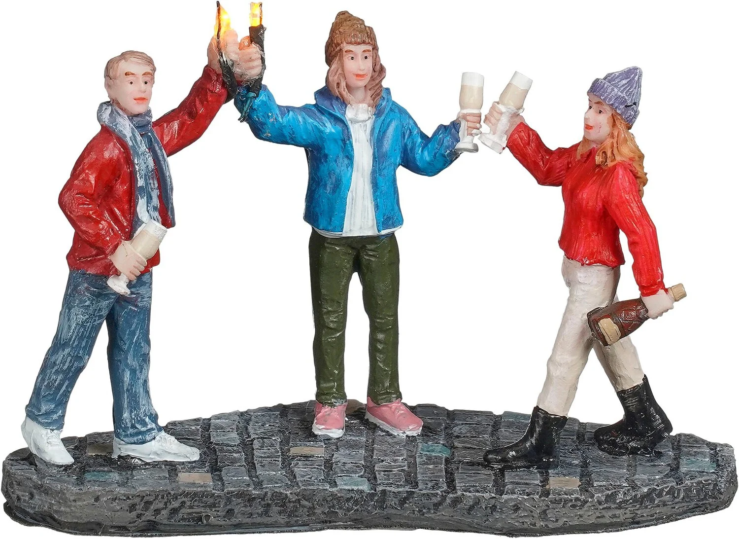 Luville Sledgeholm kerstdorpminiatuur happy new year (nieuwjaarsborrel) 12 x 5 x 8,5 cm